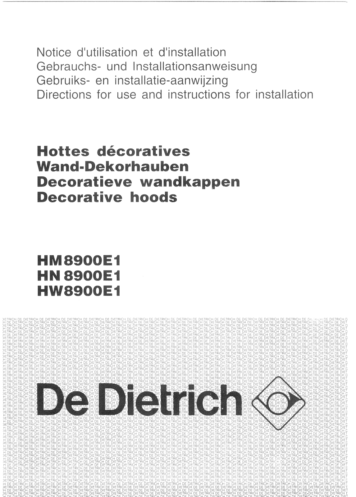 De dietrich HM8900E1, HW8900E1 User Manual