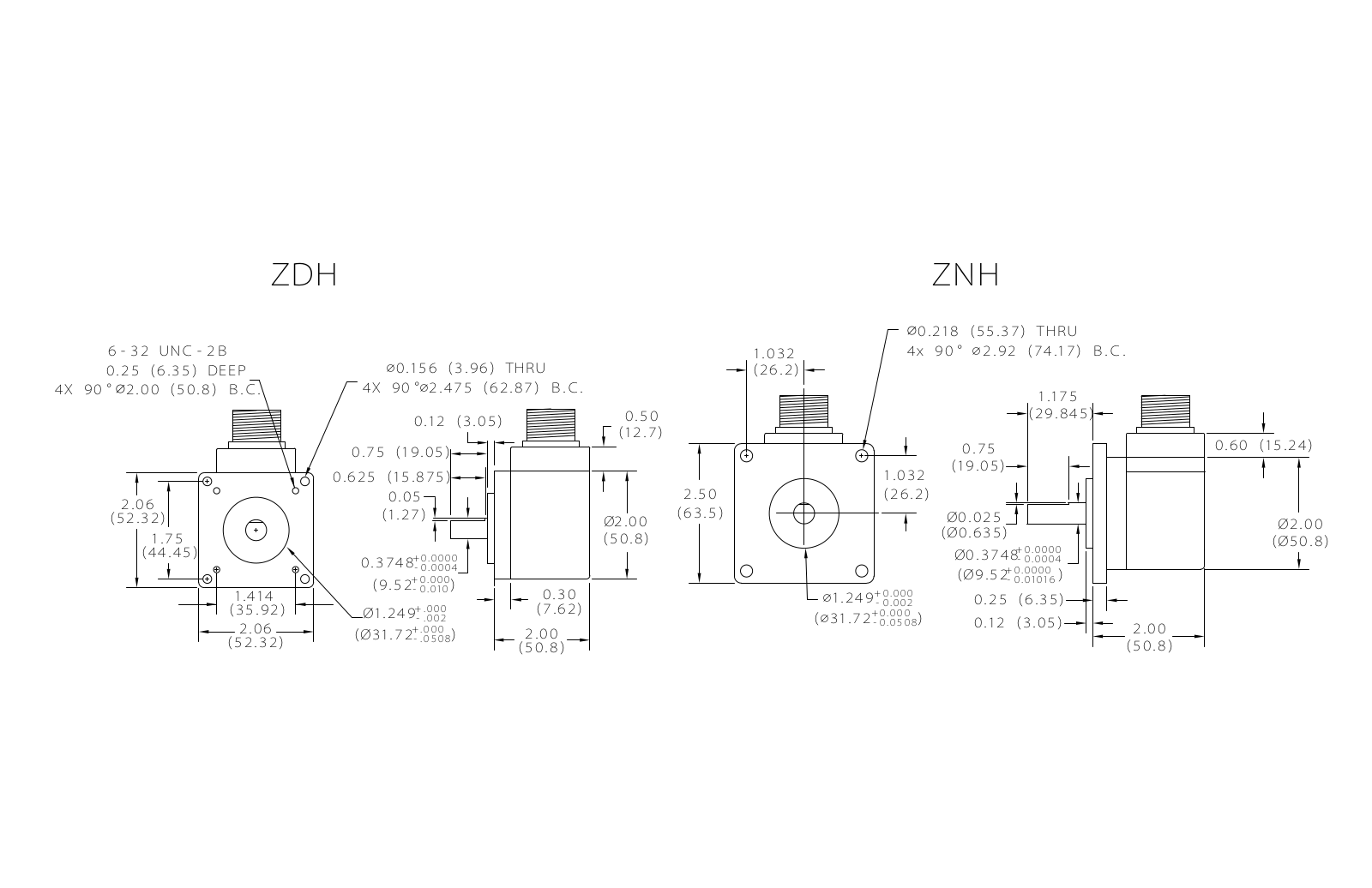 Red Lion ZDH, ZNH Dimensional Sheet