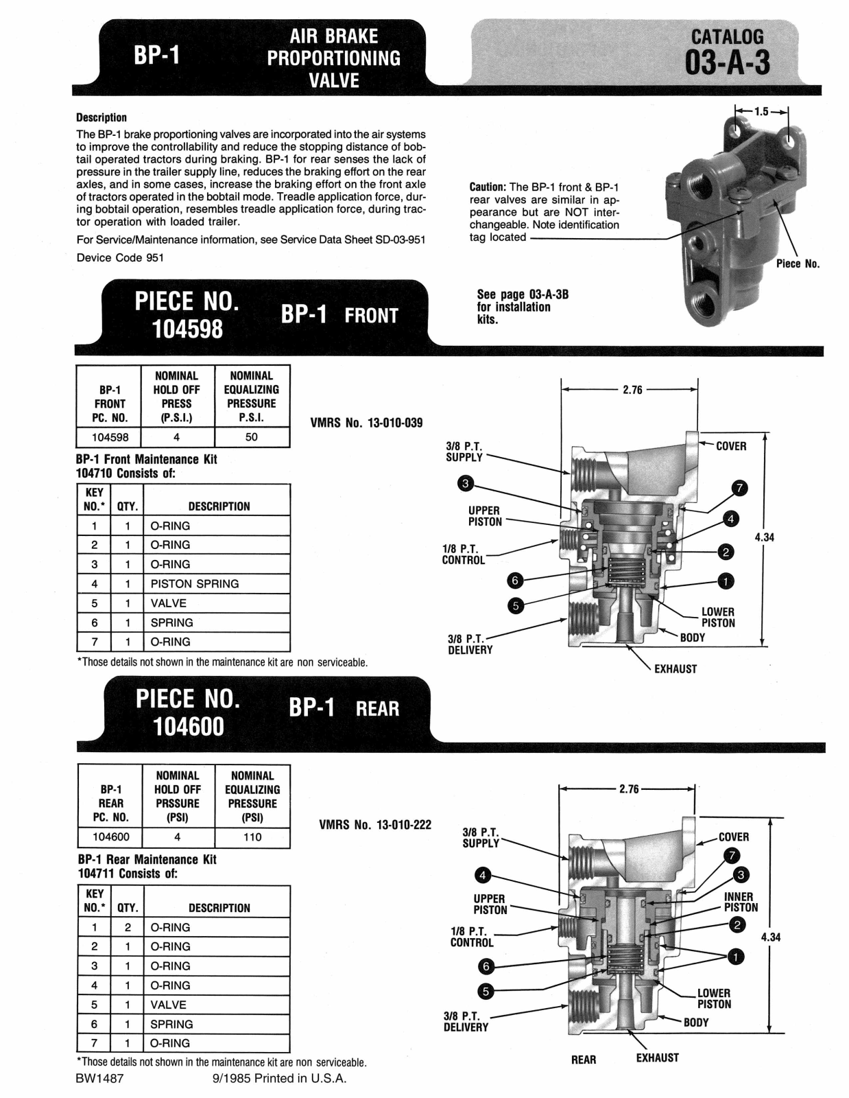 BENDIX 03-A-3 User Manual