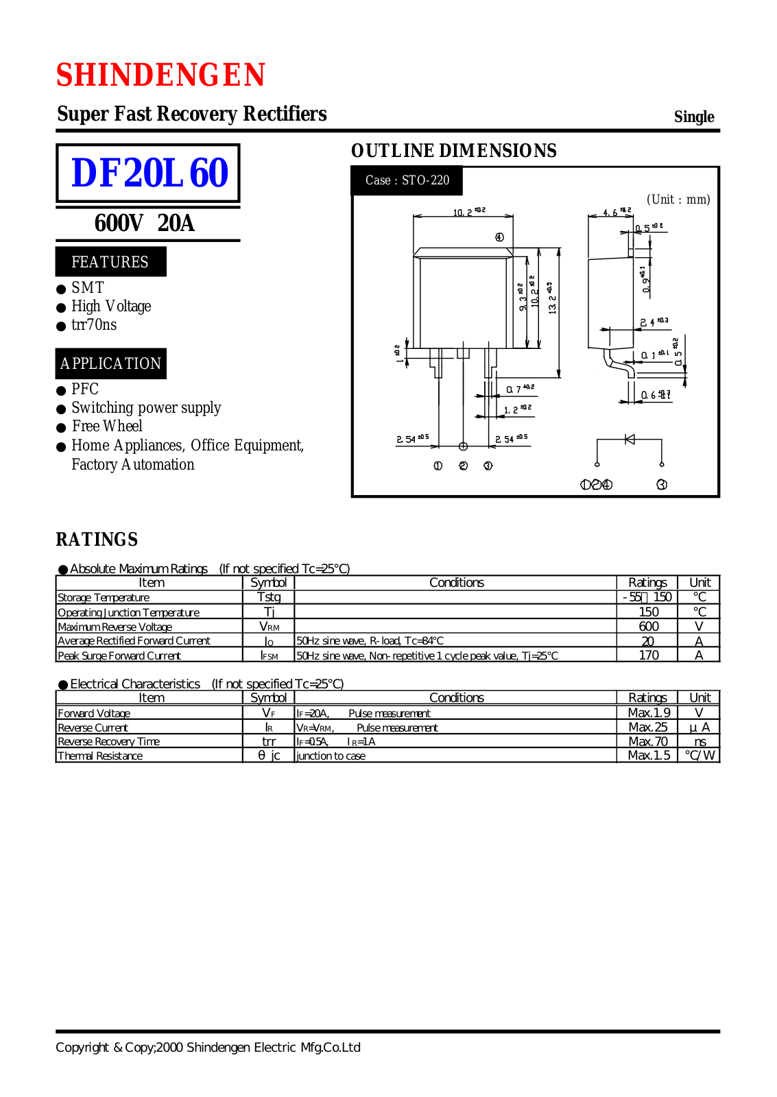 Datasheet DF20L60 Datasheet (Shindengen) - ManualMachine.com