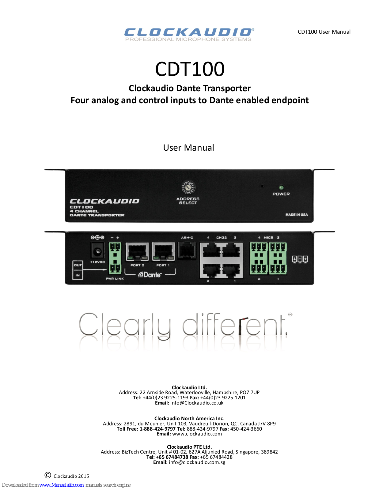 Clockaudio CDT100 User Manual