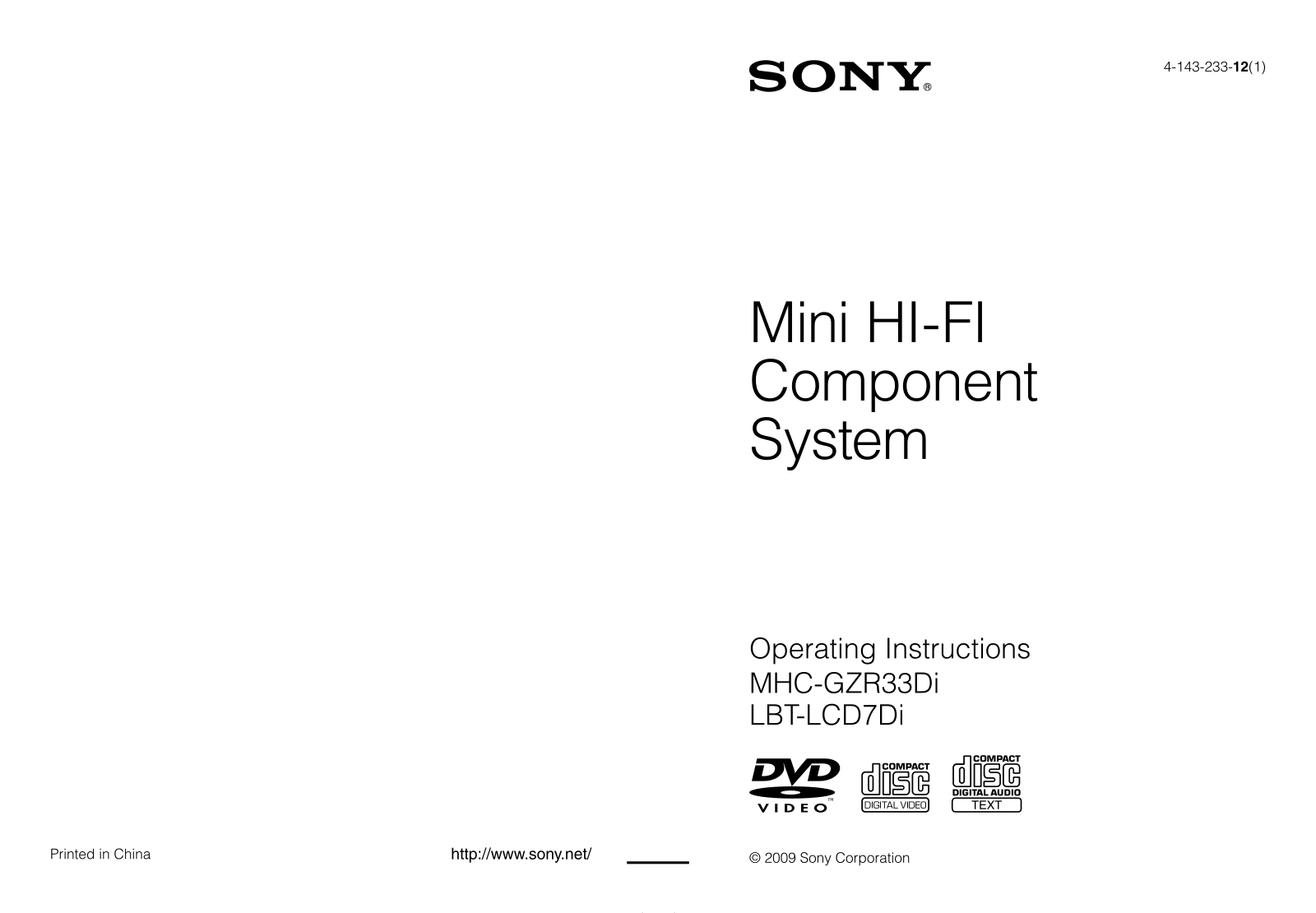 Sony LBT-LCD7Di User Manual