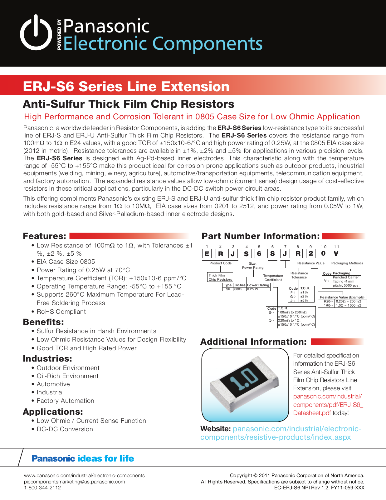 Panasonic ERJ-S6 User Manual