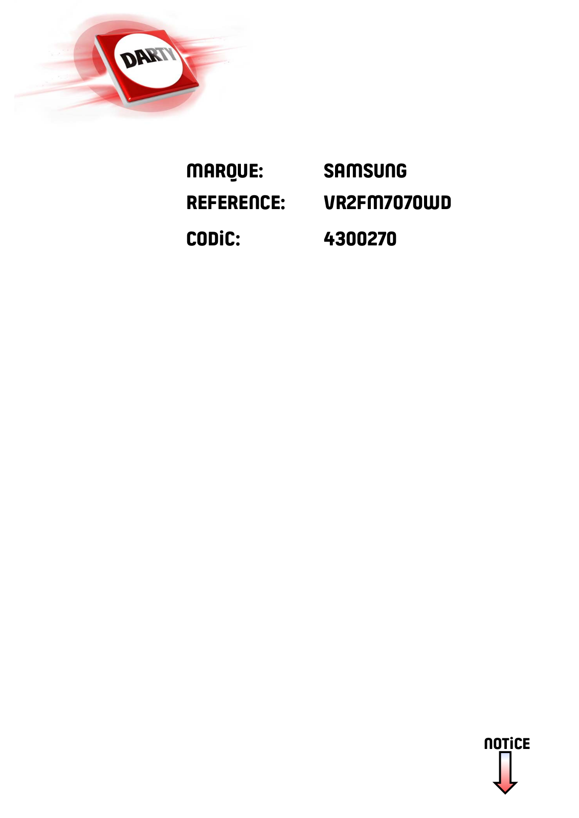 Samsung SR2FM7070WD User Manual