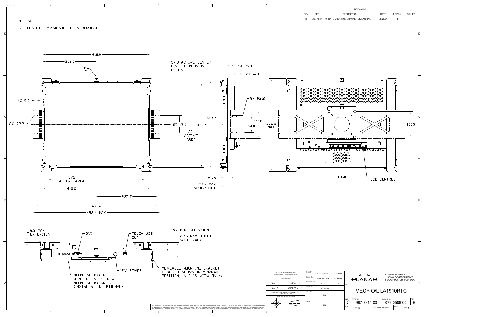 Planar LA1910RTC User Manual