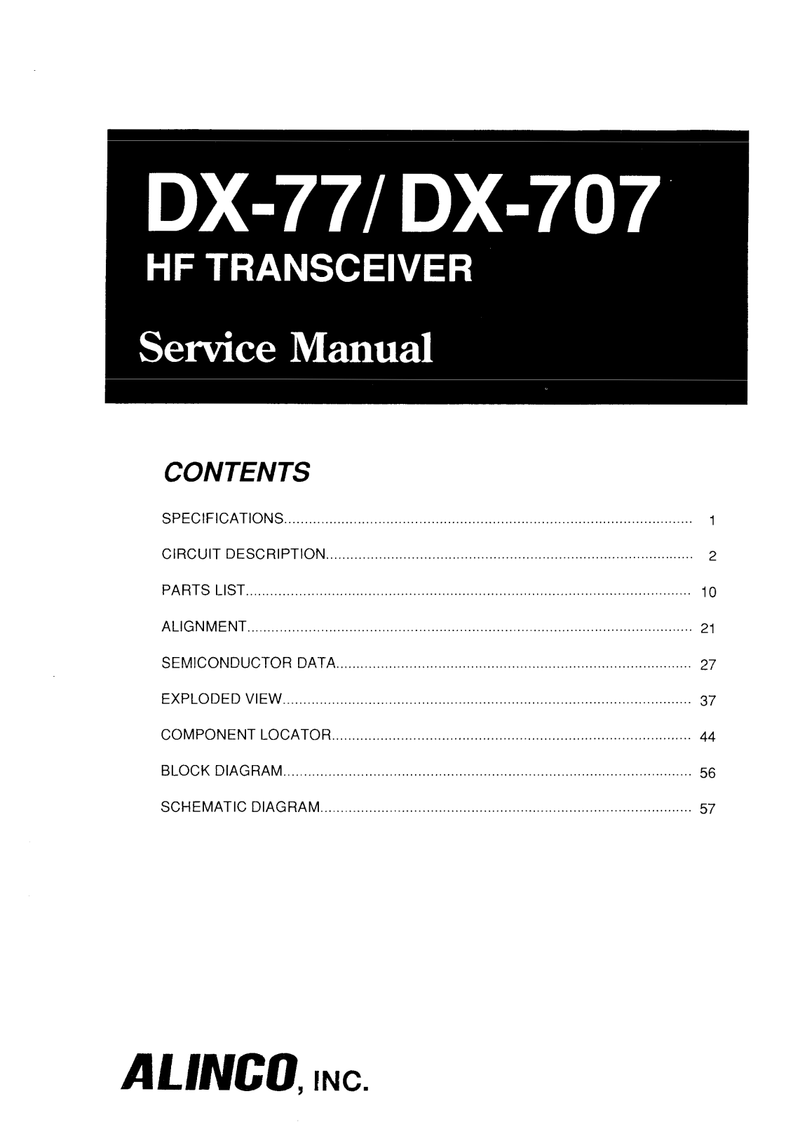 Alinco dx77, dx707 Service Manual