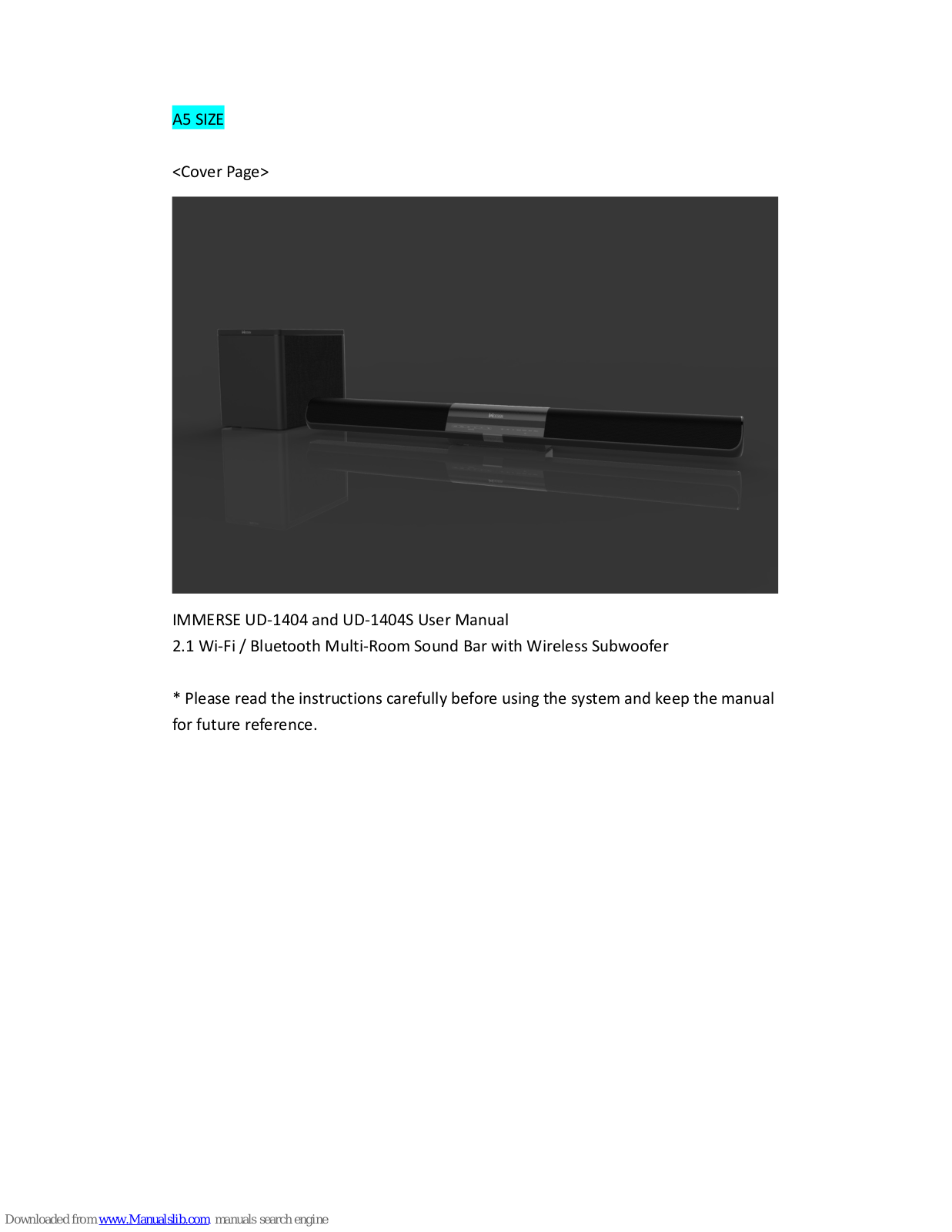 IUI Design IMMERSE UD-1404, IMMERSE UD-1404S User Manual