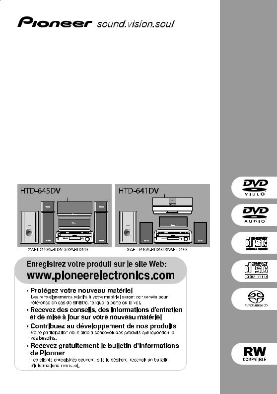 Pioneer S-HTD540, S-HTD630, XV-HTD640, XW-HTD640, XW-HTD630 Manual