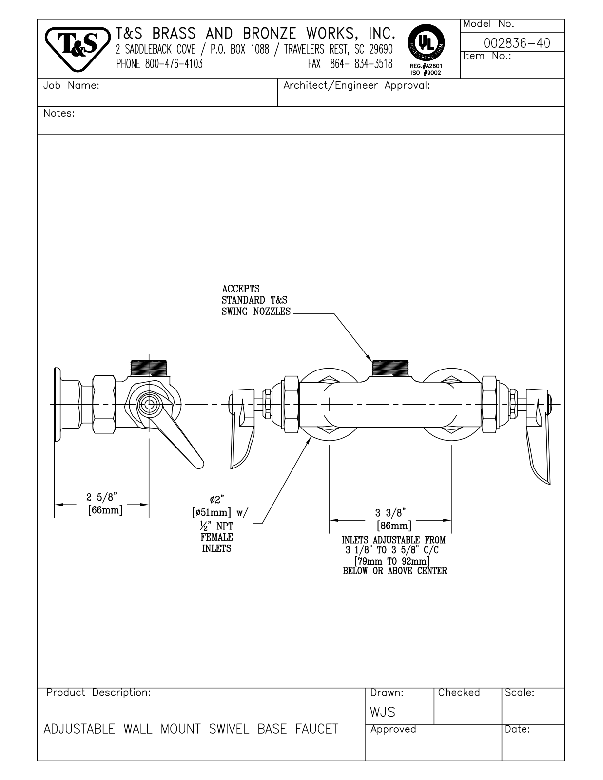 T&S Brass 002836-40 User Manual