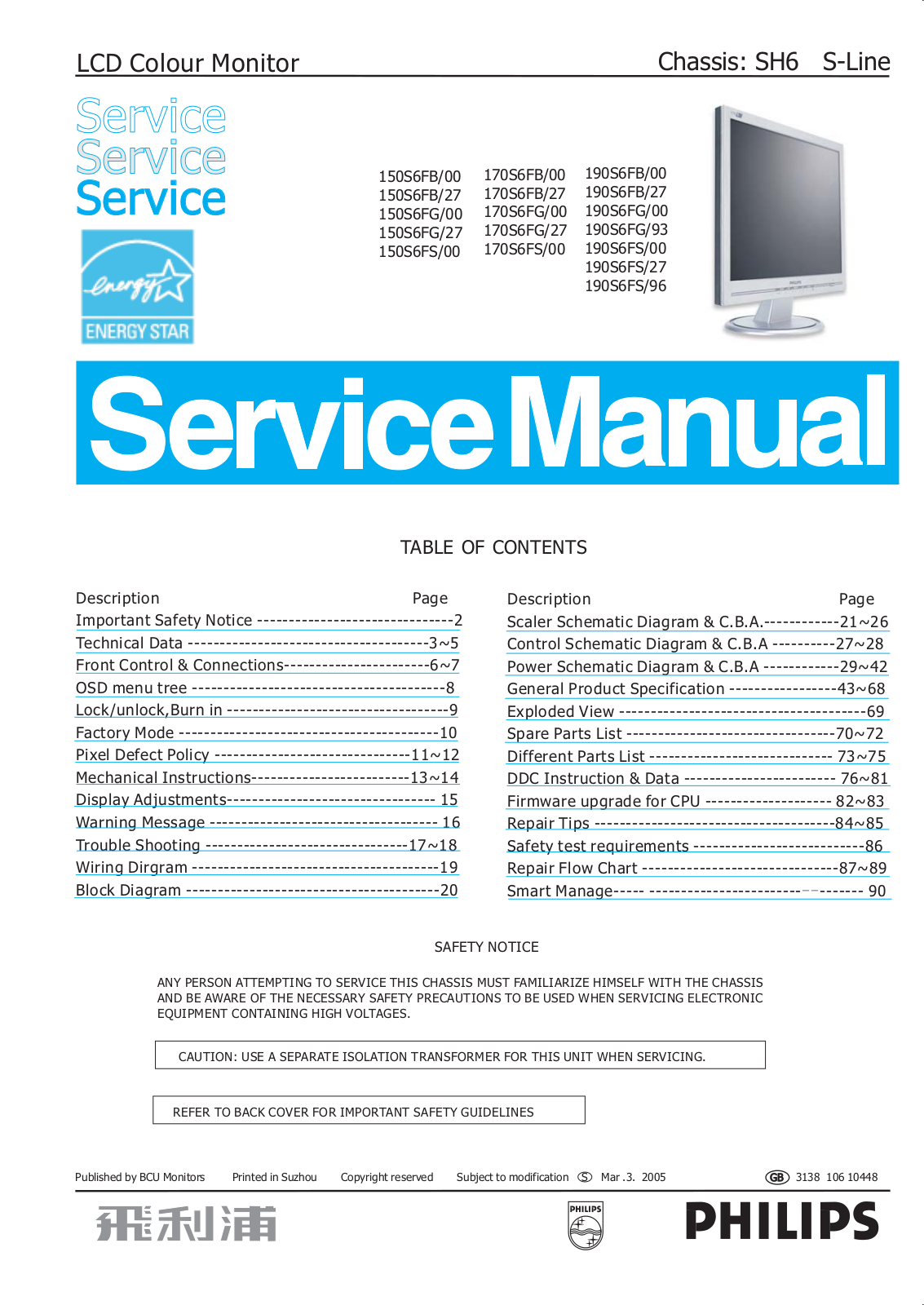 Samsung 190S6FS, 170S6FB, 190S6FG, 190S6FB, 170S6FS User Manual
