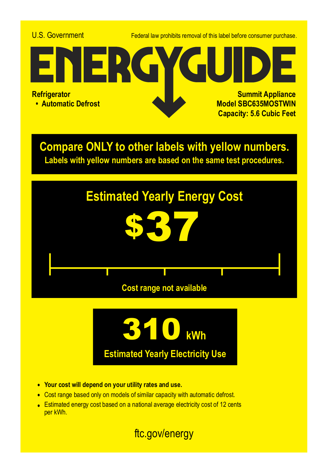 Summit SBC635MOSTWIN Energy manual