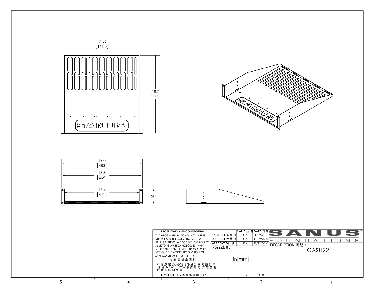 Sanus CASH22 Technical Drawing - ManualMachine.com