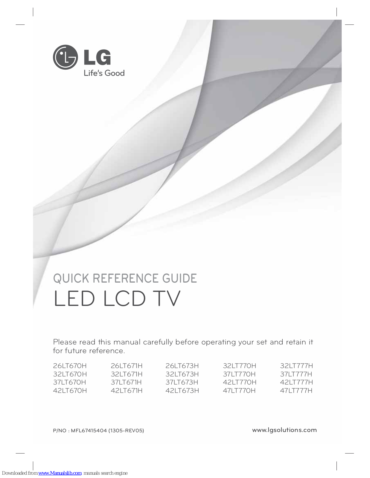 LG 32LT670H, 26LT673H, 37LT670H, 42LT670H, 32LT673H Quick Reference Manual