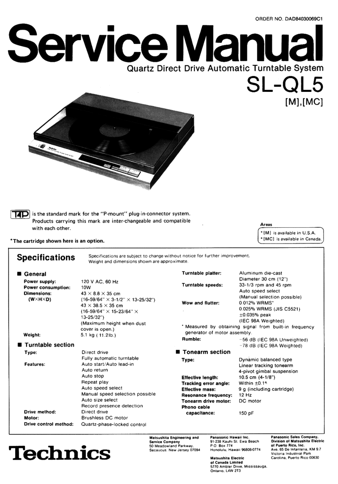 Technics SLQL-5 Service manual