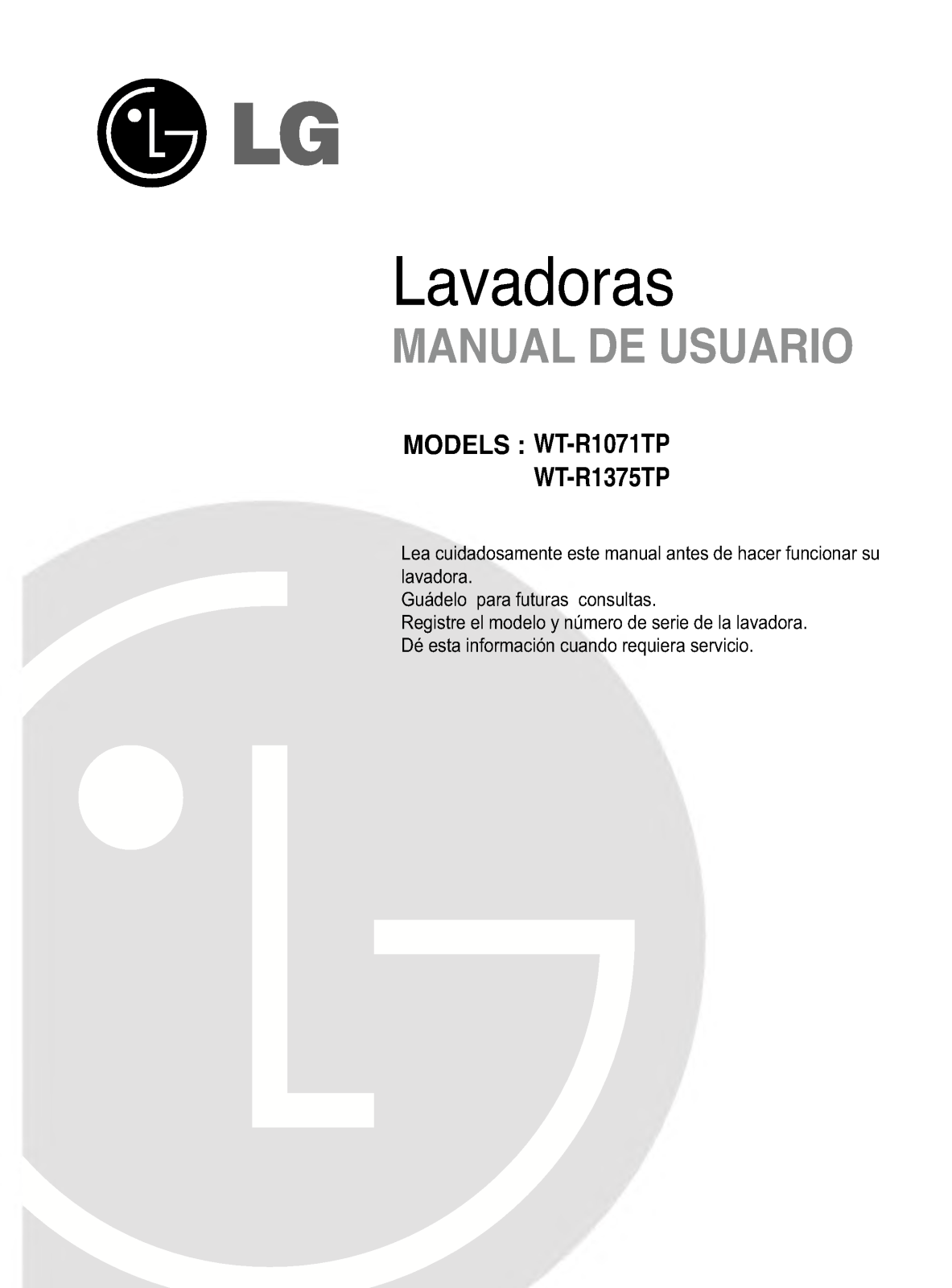 Lg WT-R1071TP, WT-R1375TP User Manual