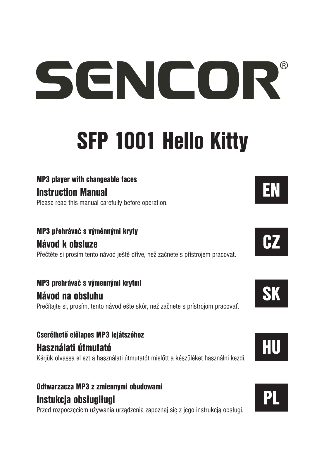 Sencor SFP 1001 User Manual