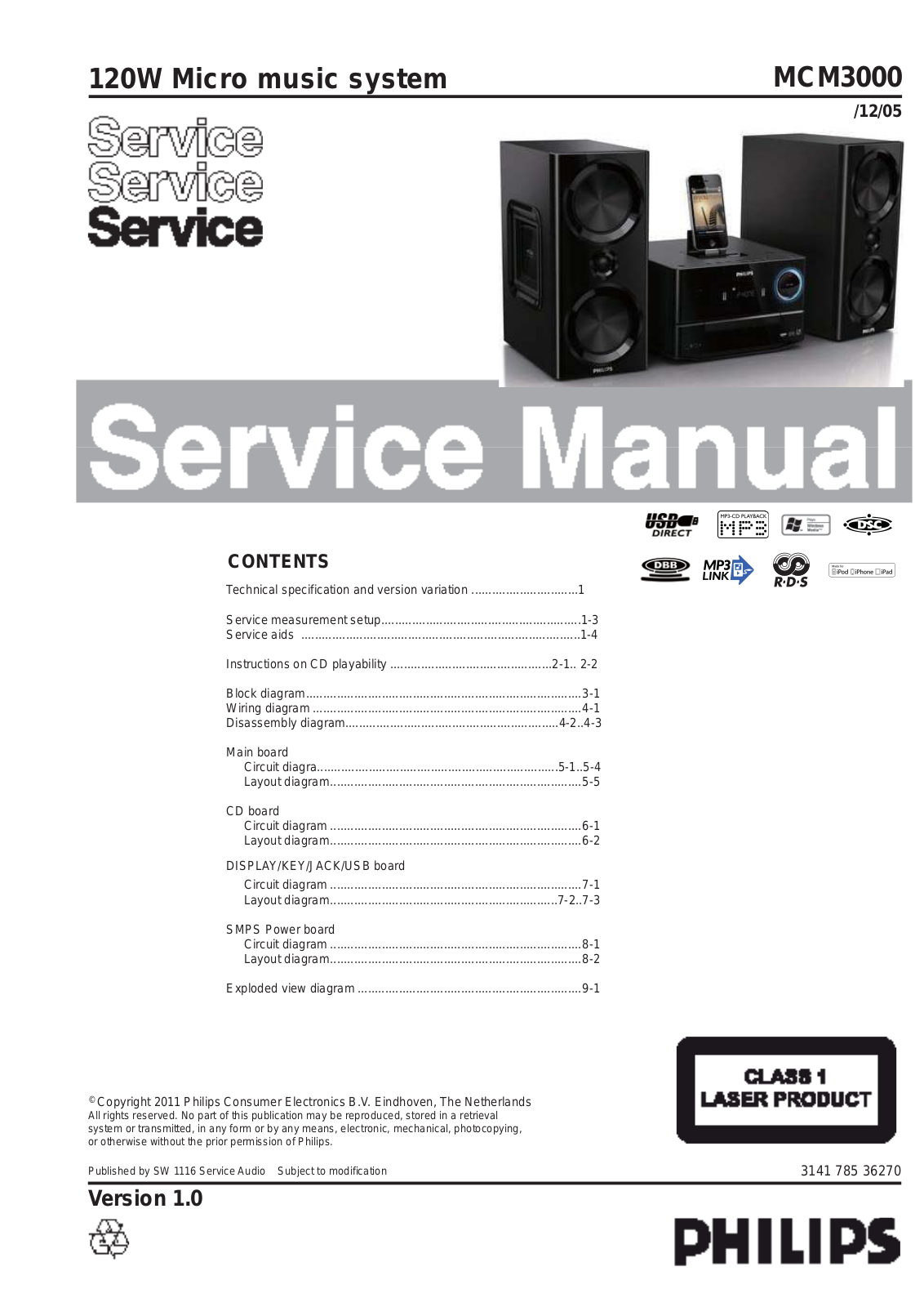 Philips MCM-3000 Service Manual