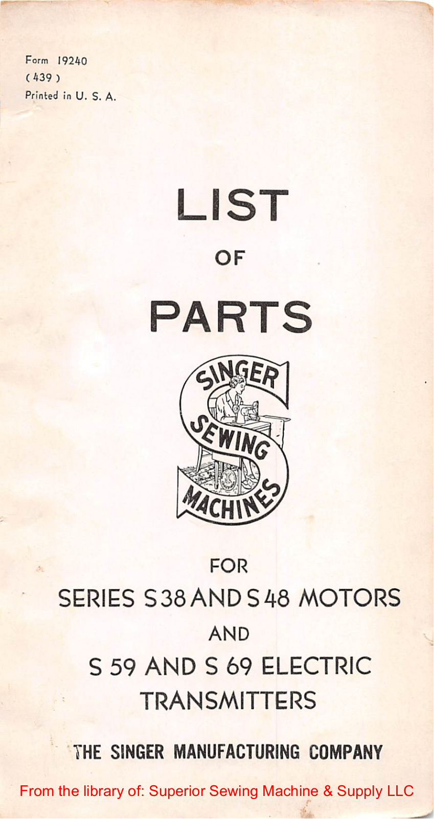 Singer S38, S48 Manual