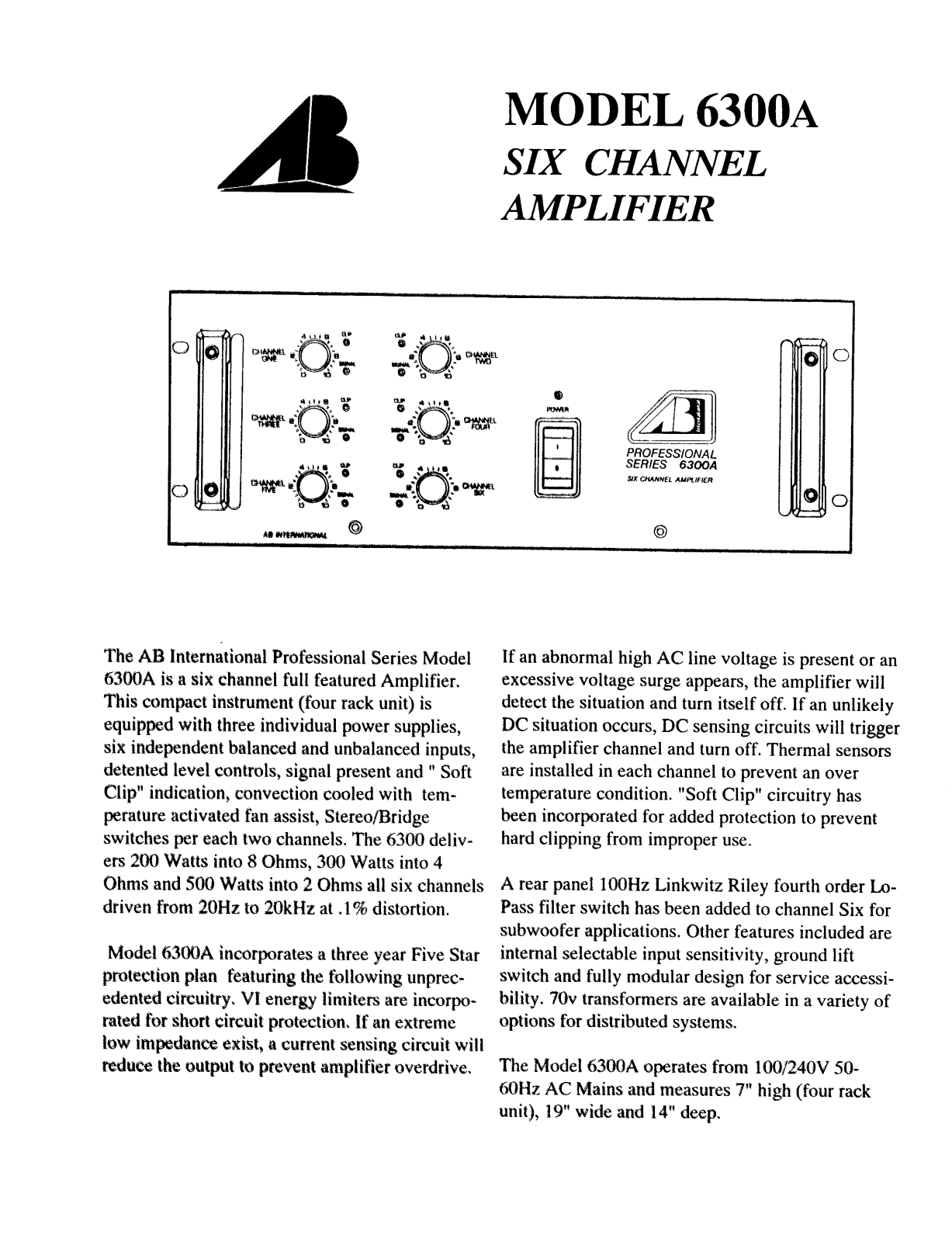 AB International 6300-A Brochure