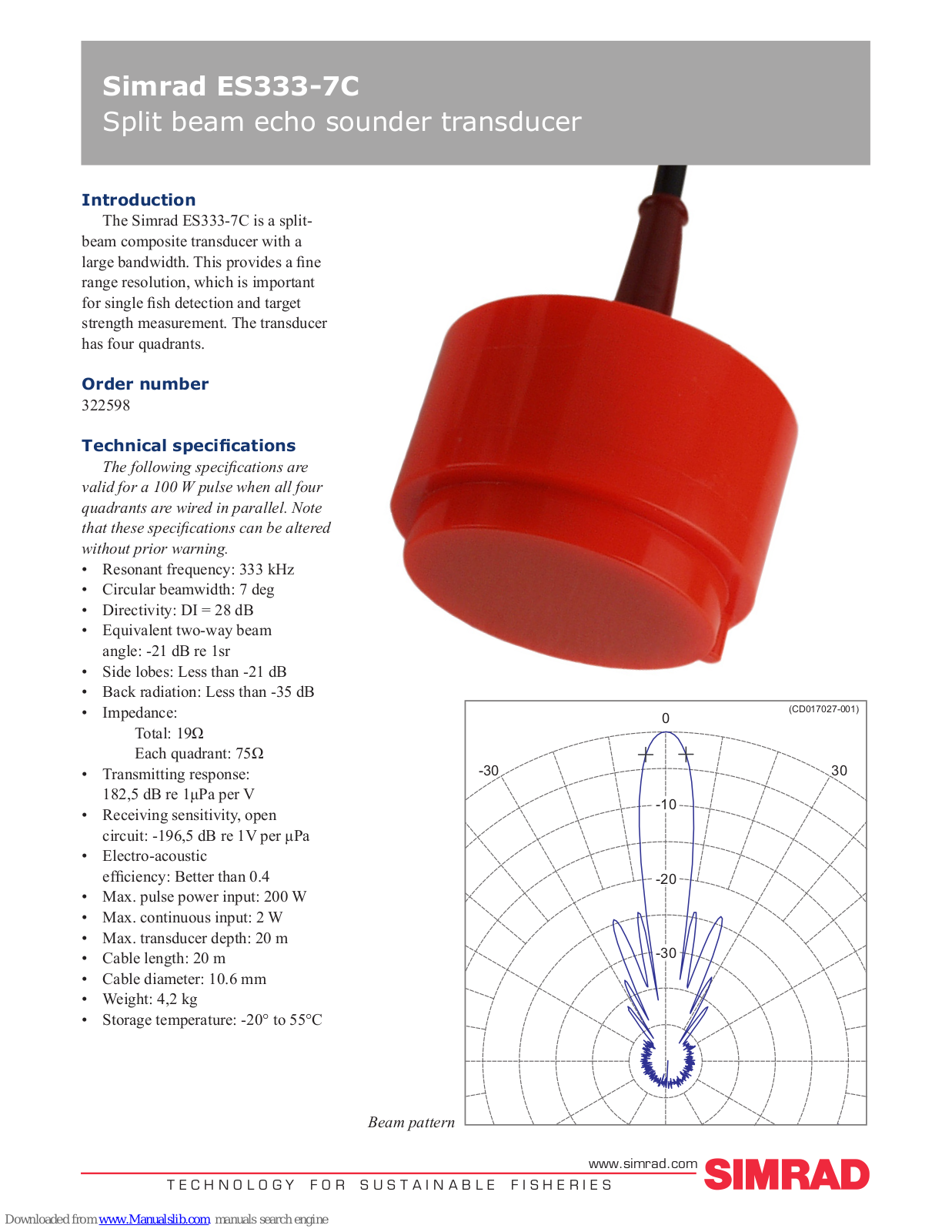 Simrad ES333-7C - DATASHEET REV A Datasheet