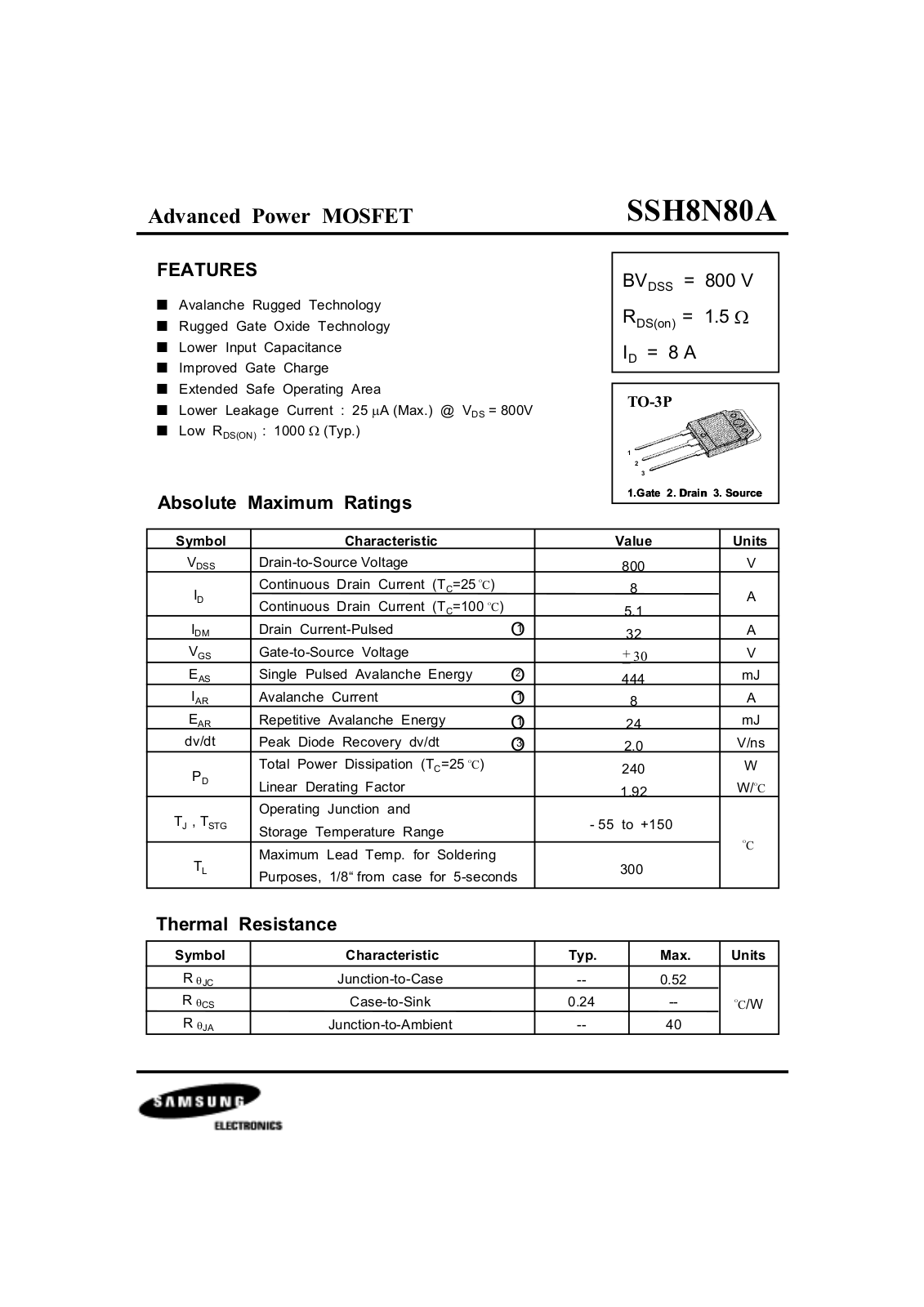 Samsung ssh8n80a Datasheet - ManualMachine.com