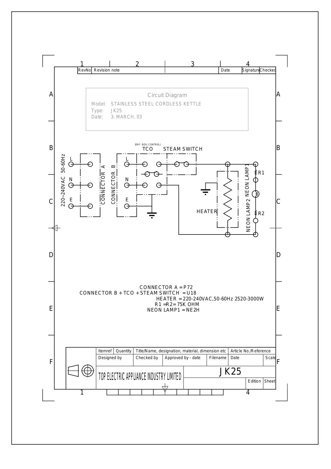 Vitek JK25 Schematic