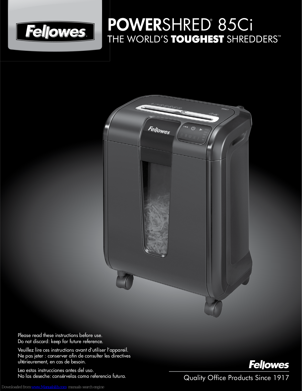 Fellowes 85Ci Instruction Manual - ManualMachine.com