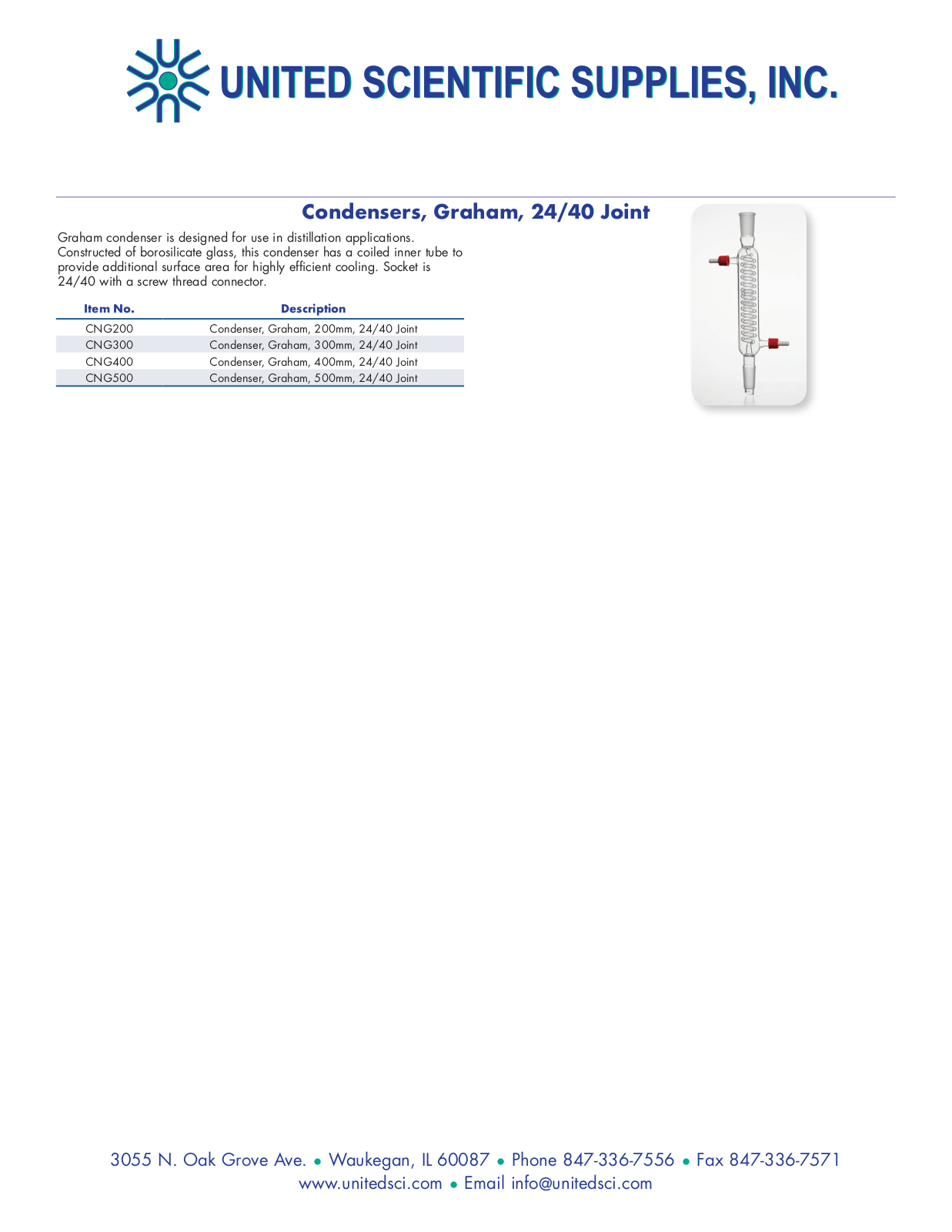 United Scientific Supplies CNG200, CNG300, CNG400, CNG500 Data Sheet