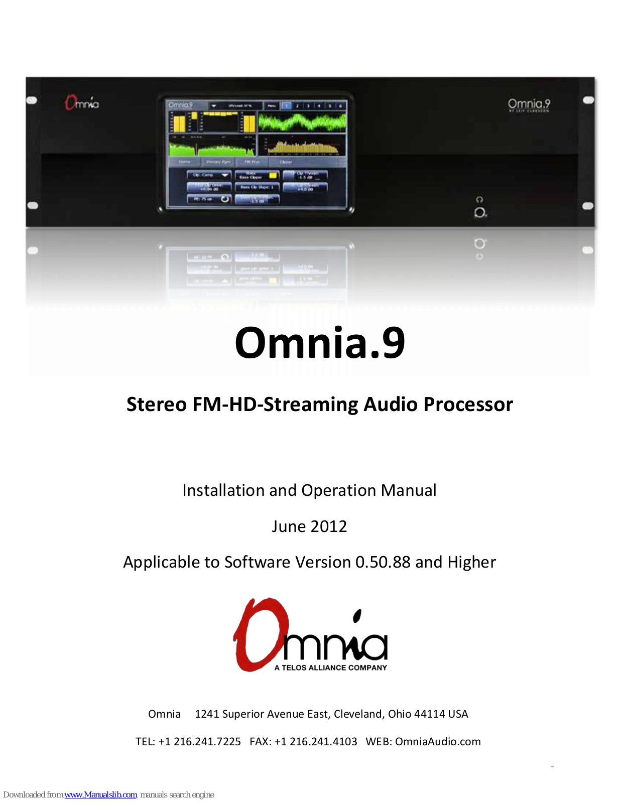 Omnia Omnia.9 Installation And Operation Manual - ManualMachine.com