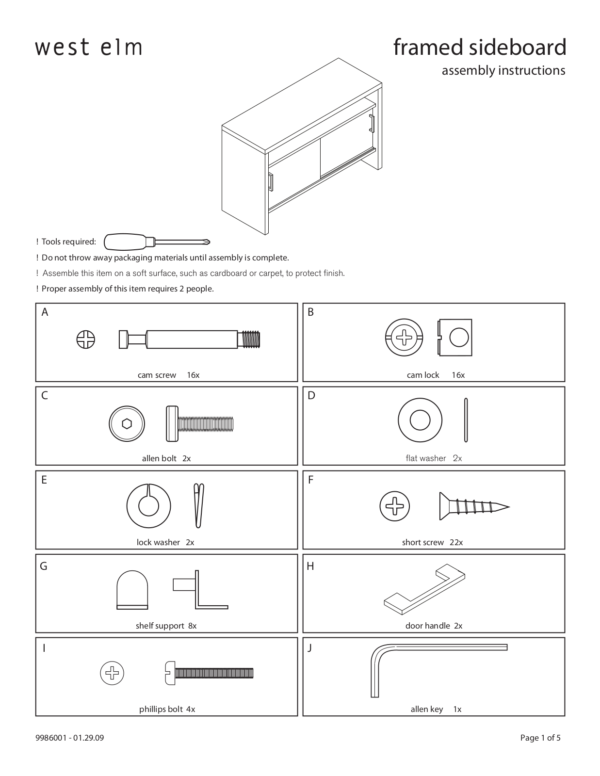 West Elm Framed Sideboard Assembly Instruction - ManualMachine.com