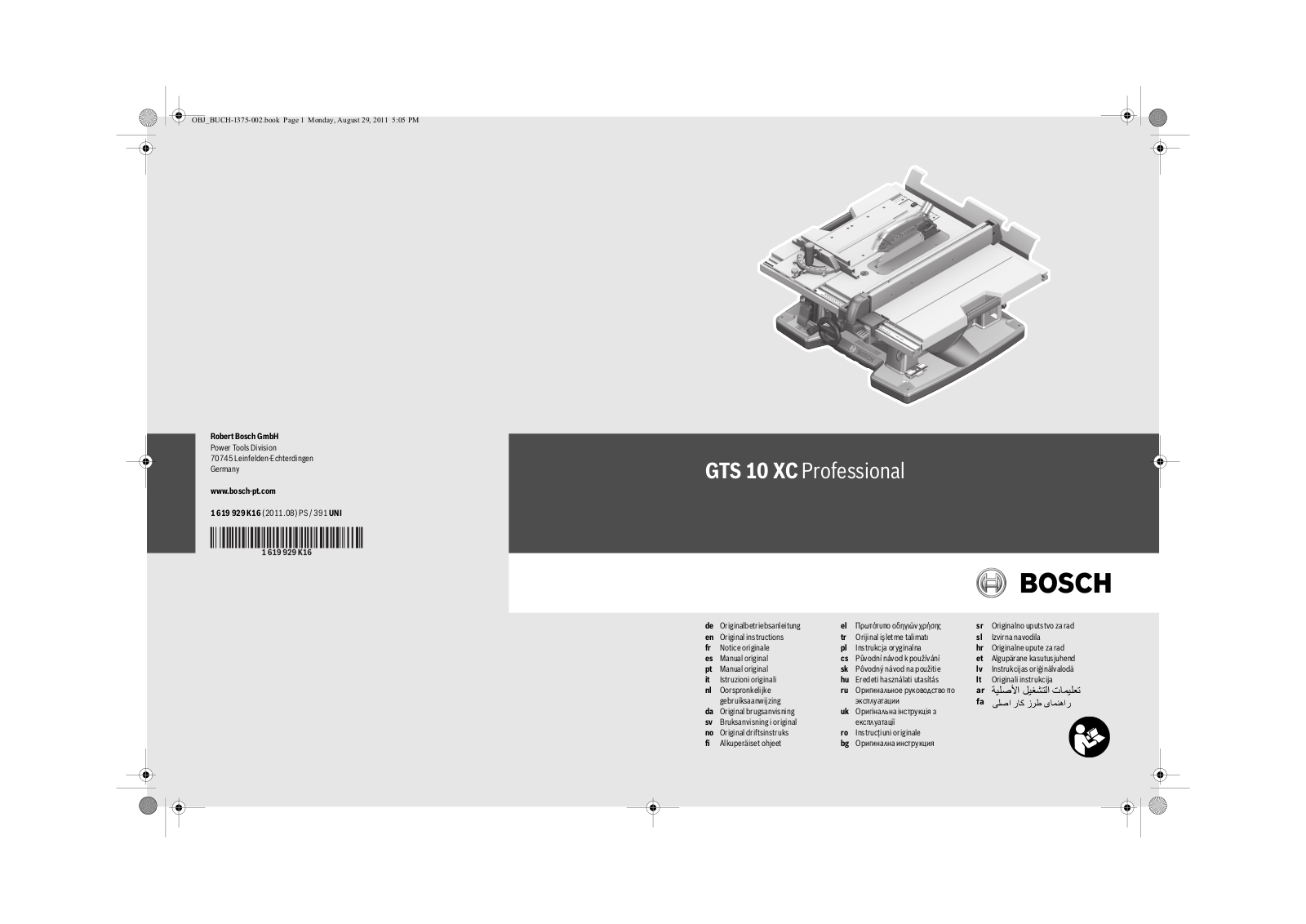 Bosch GTS 10 XC Professional User Manual