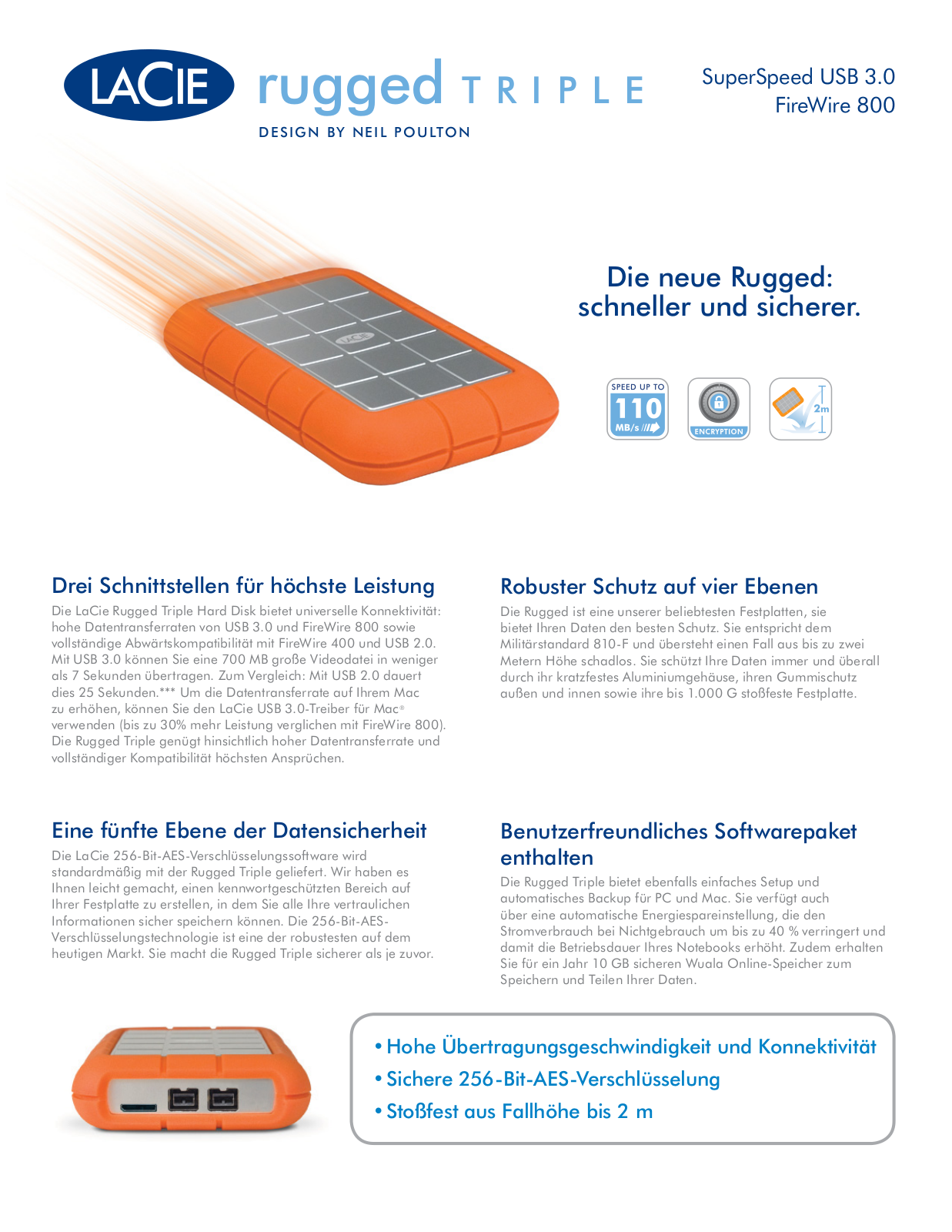 Lacie RUGGED TRIPLE USB 3.0 DATASHEET