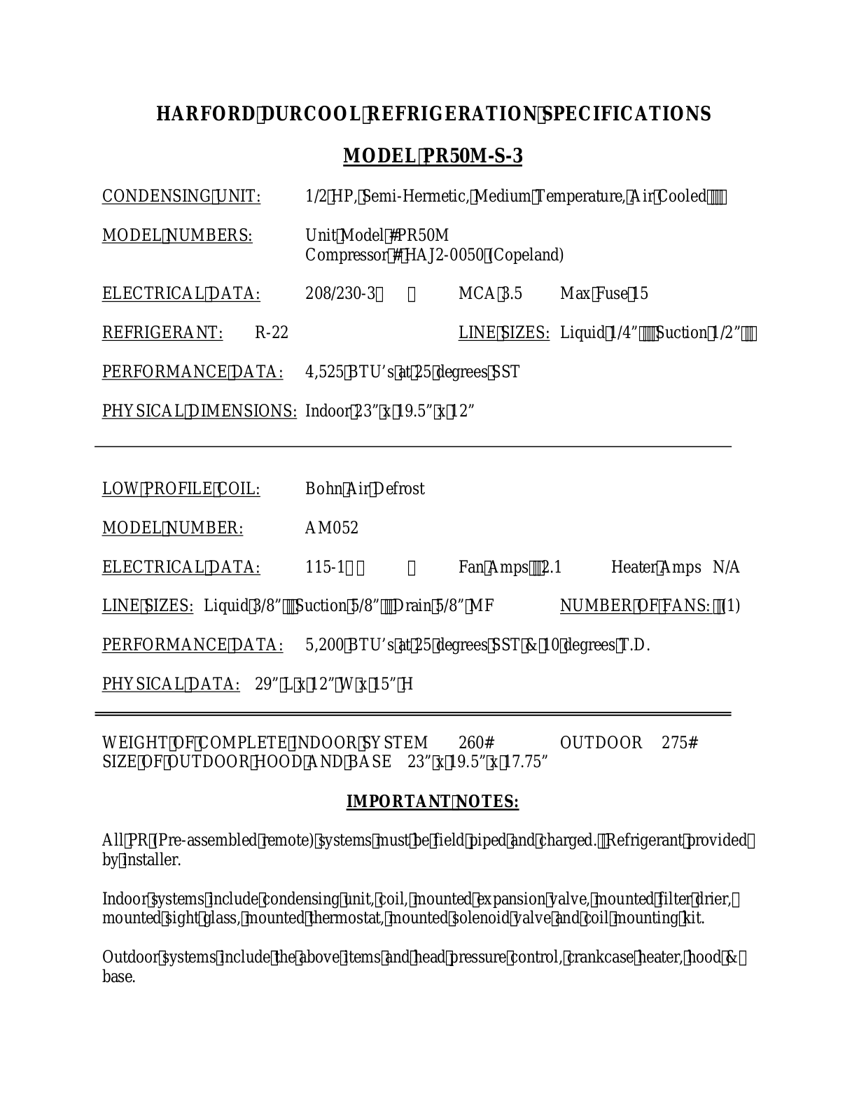 Harford PR50M-S-3 User Manual