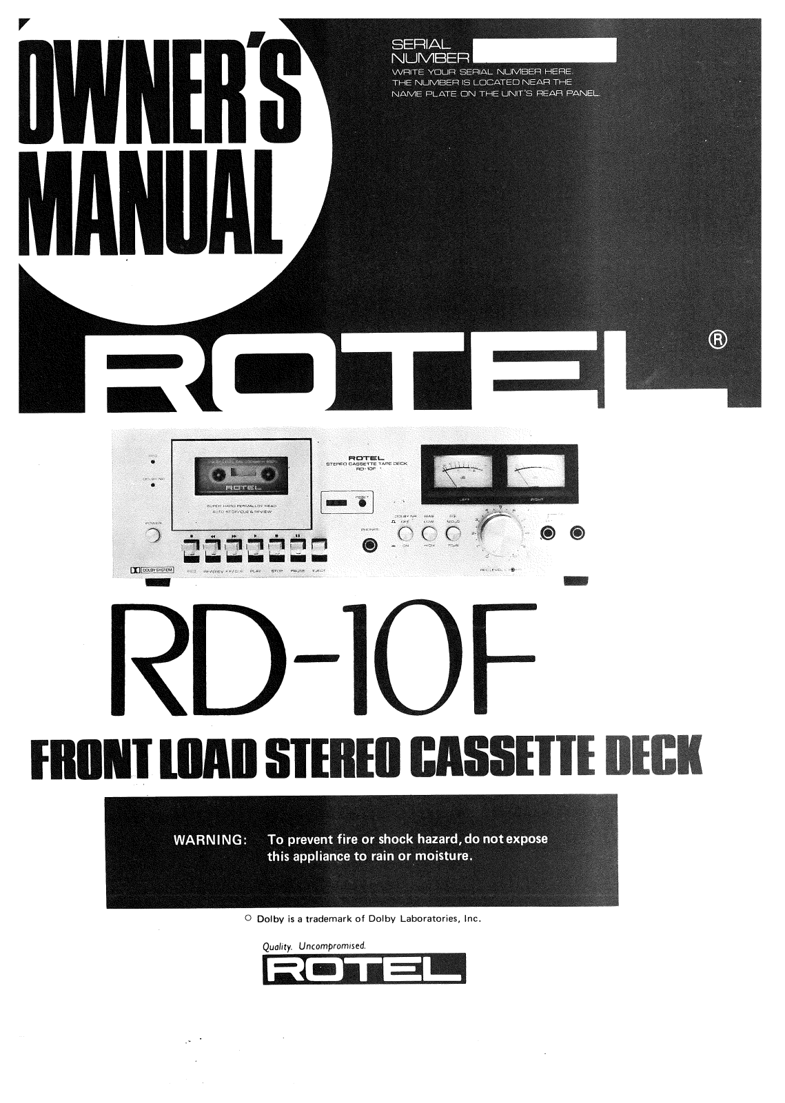 Rotel RD-10F User Manual