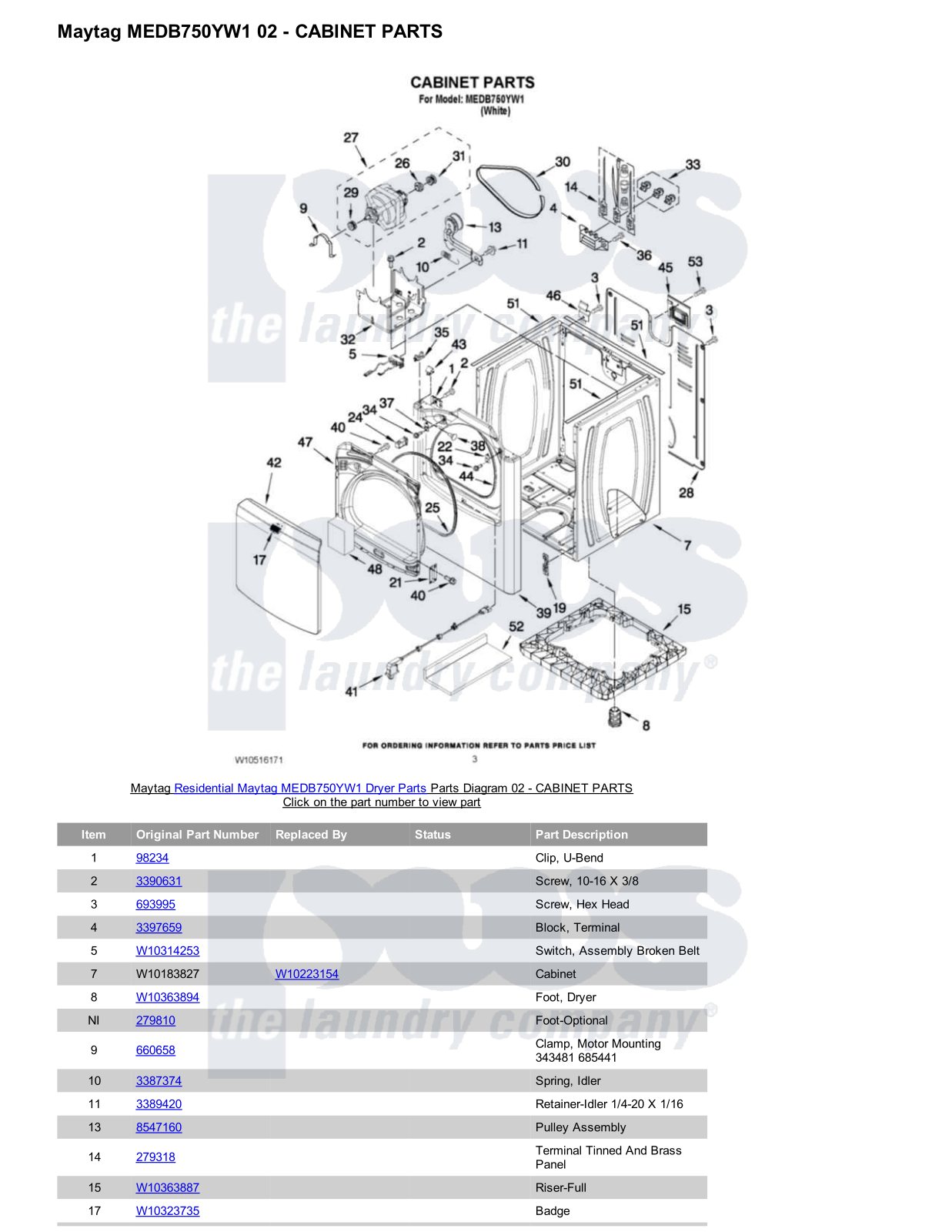 Maytag MEDB750YW1 Parts Diagram