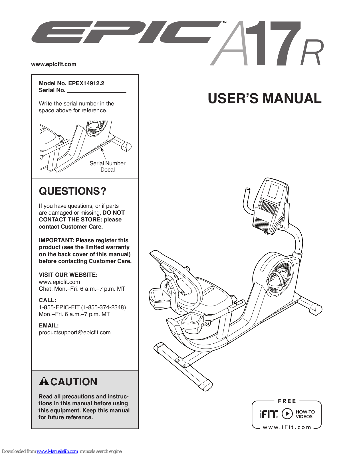 Epic A17r Bike, EPEX14912.2 User Manual