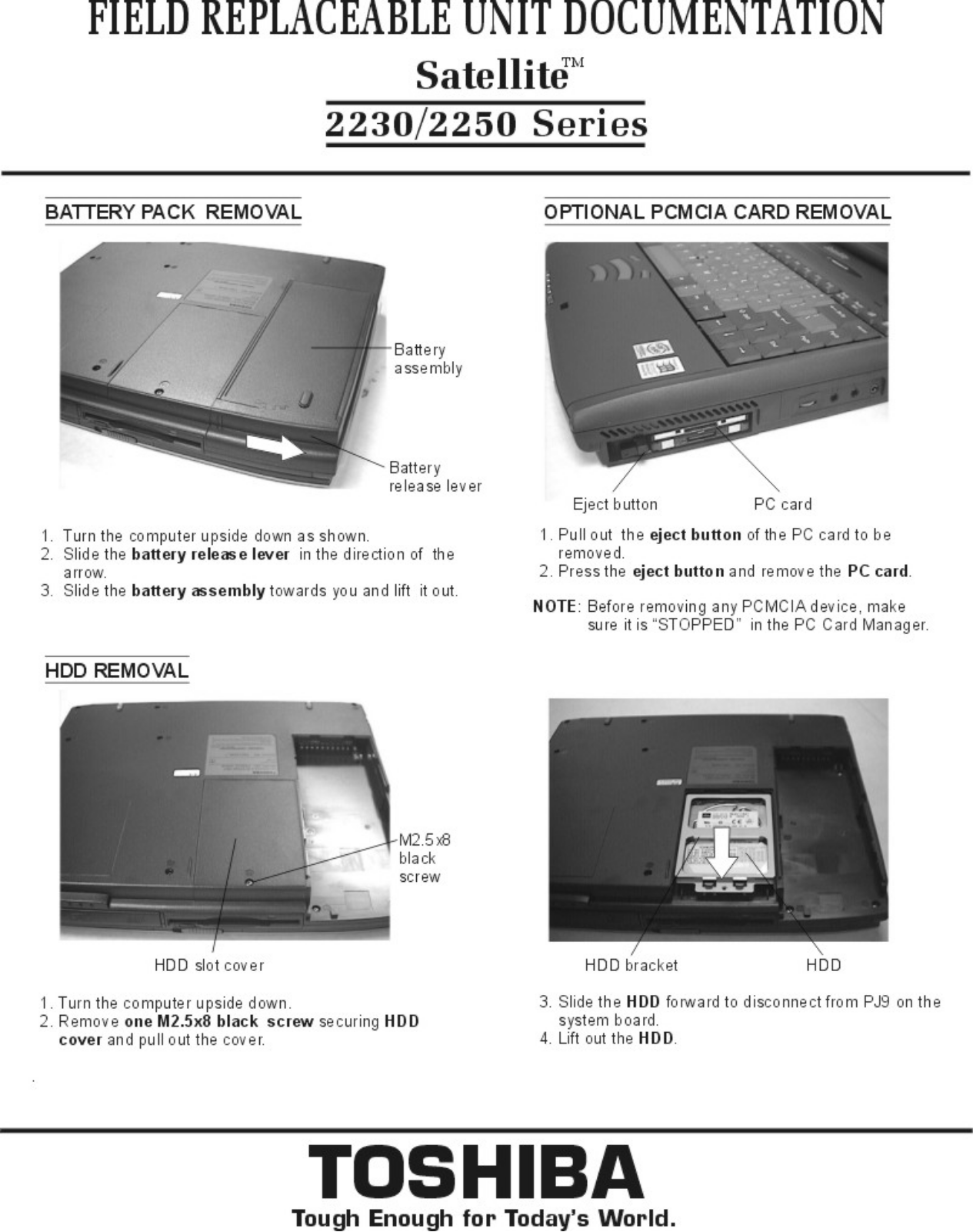 Toshiba Satellite 2230, Satellite 2250 Service Manual