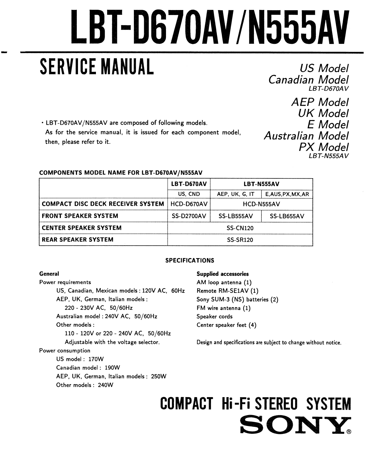 Sony LBT-N555AV Service Manual