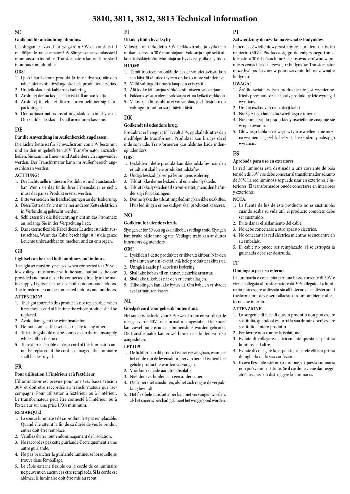 Konstsmide 3810, 3811, 3812, 3813 User guide