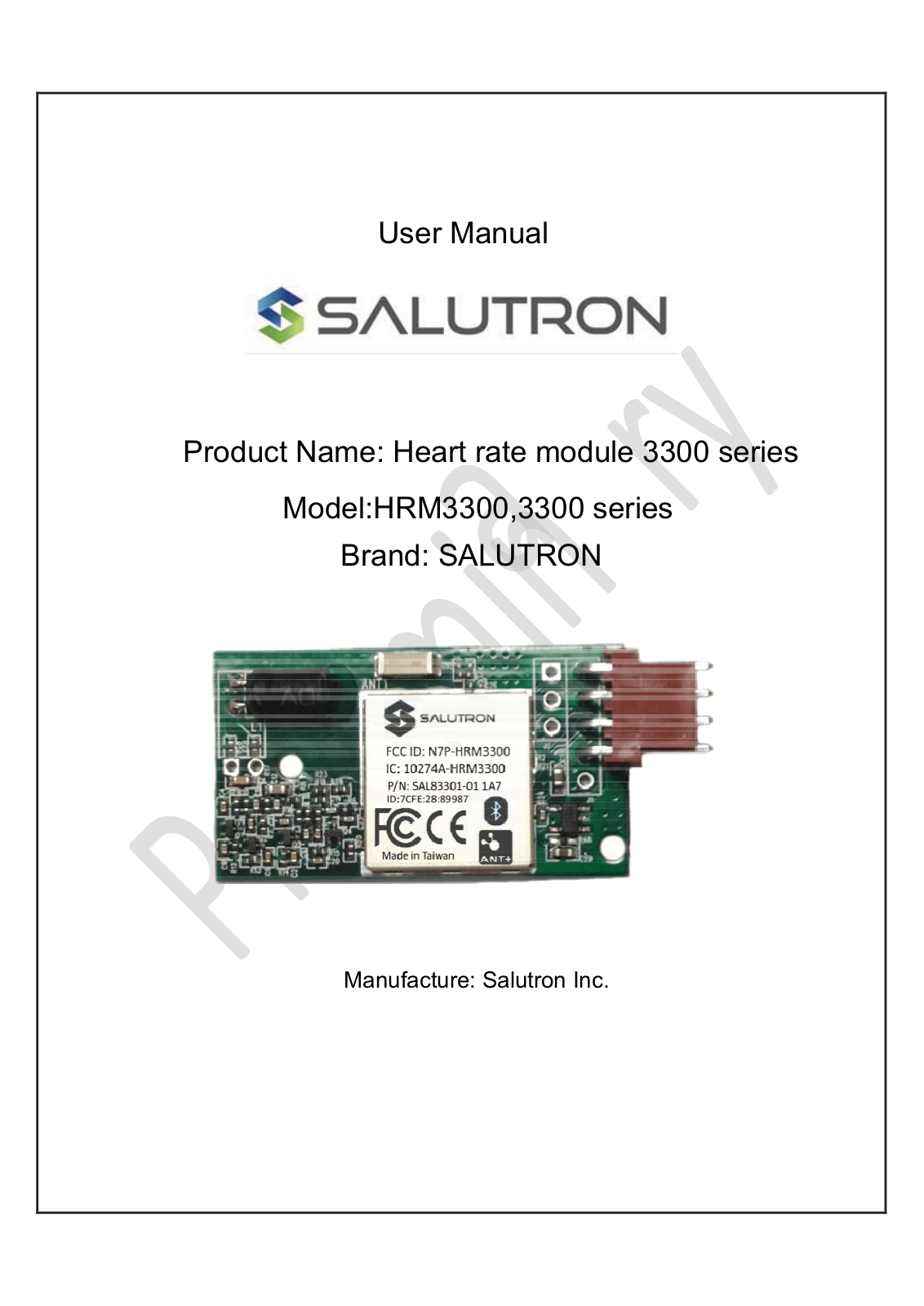 Salutron HRM3300 User Manual