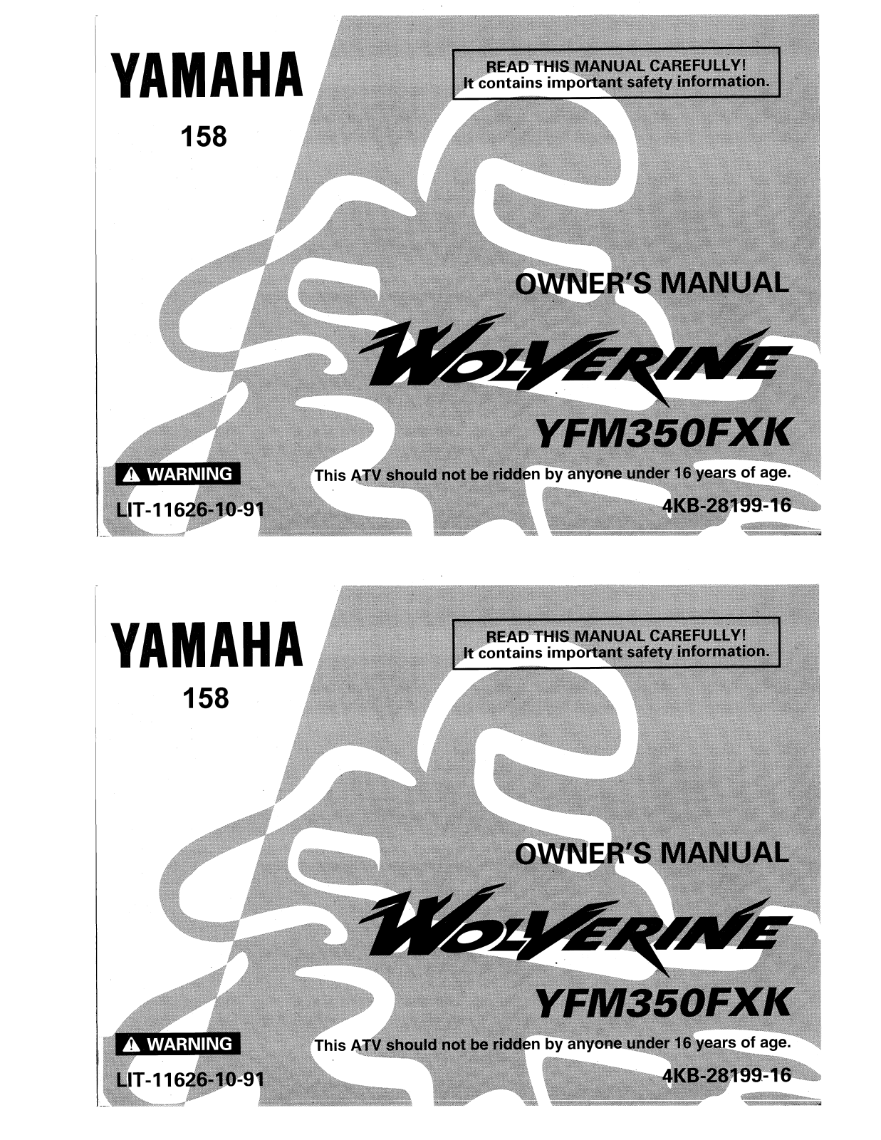 Yamaha YFM350FXK Owner's Manual