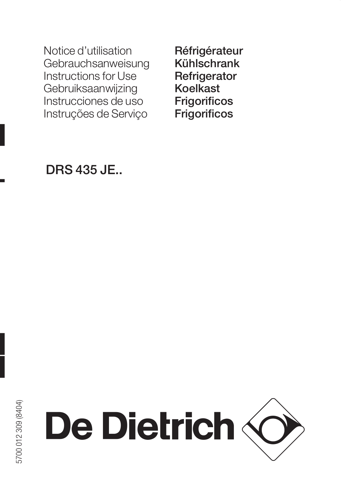 DE DIETRICH DRS435J User Manual