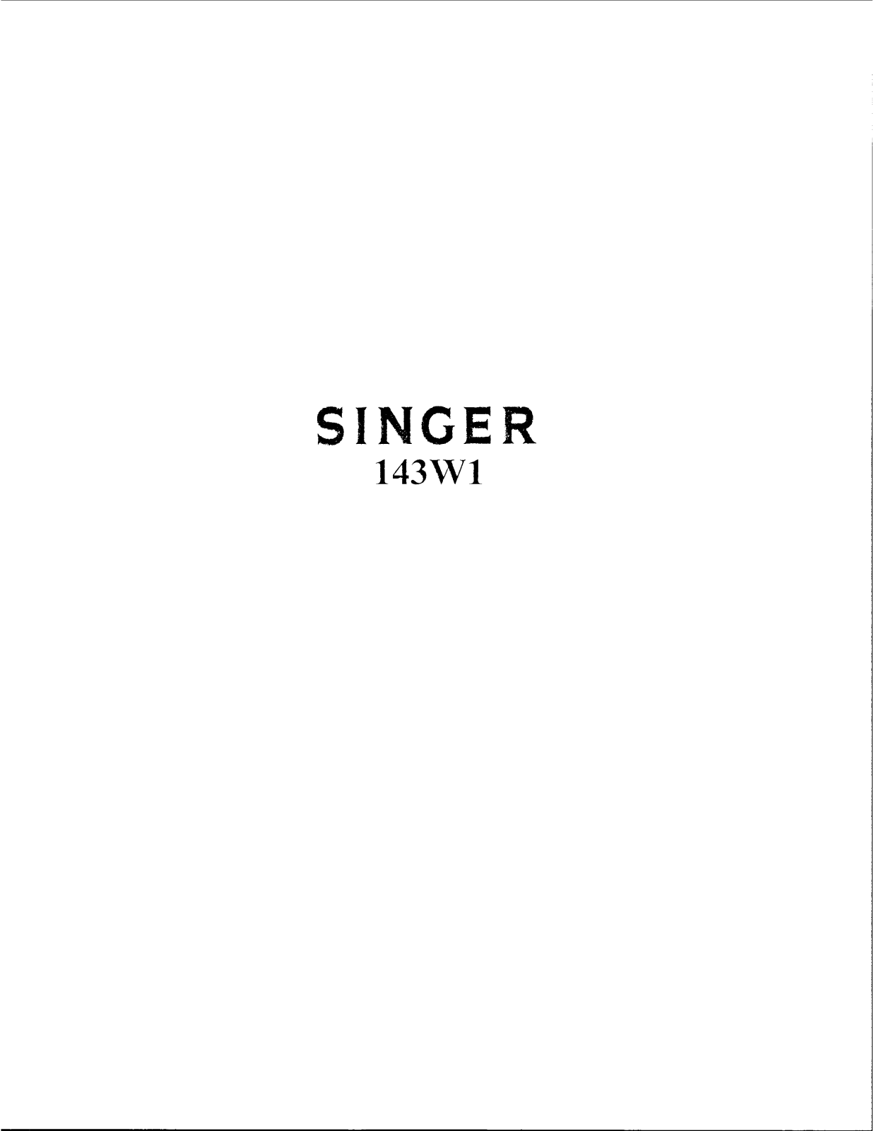 Singer 143W1 User Manual