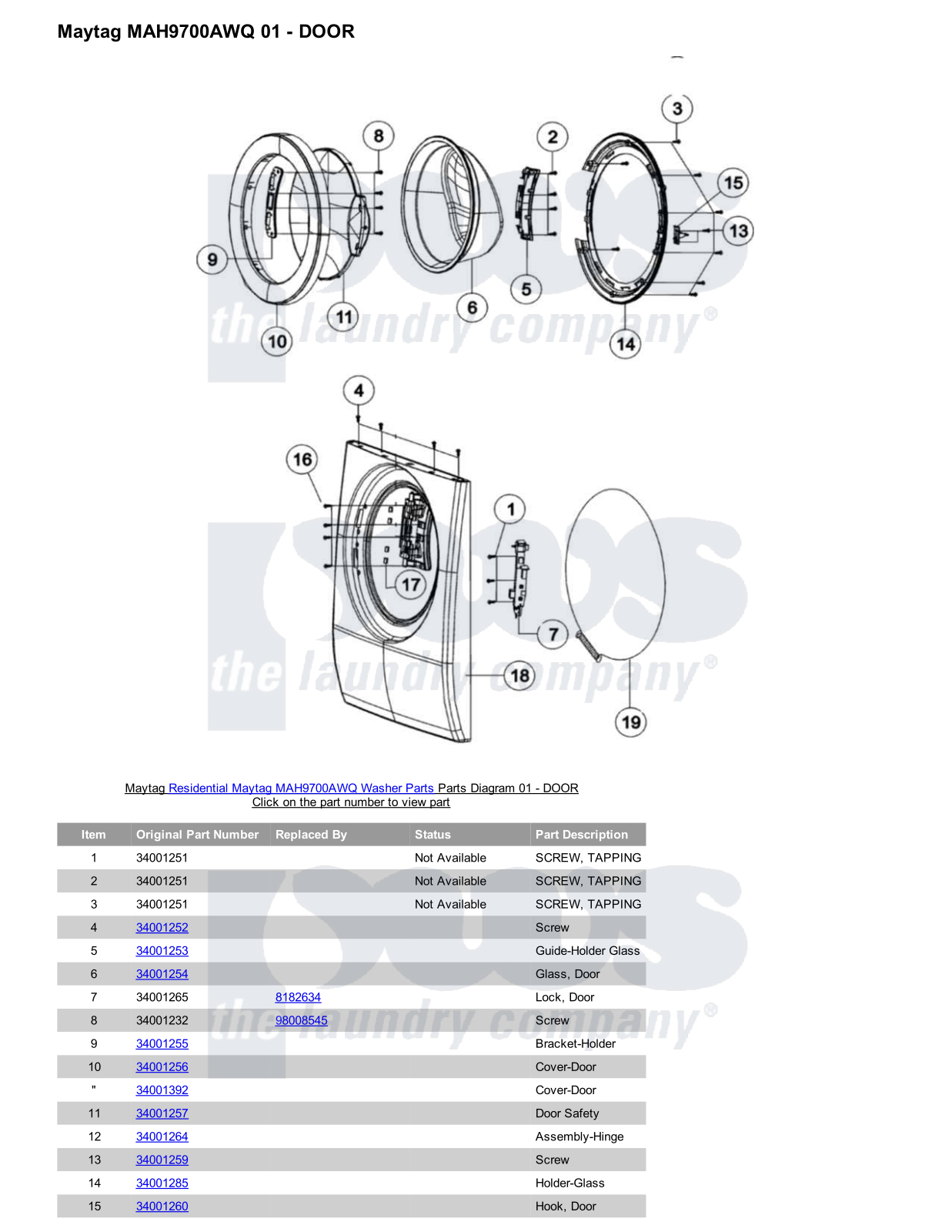 Maytag MAH9700AWQ Parts Diagram