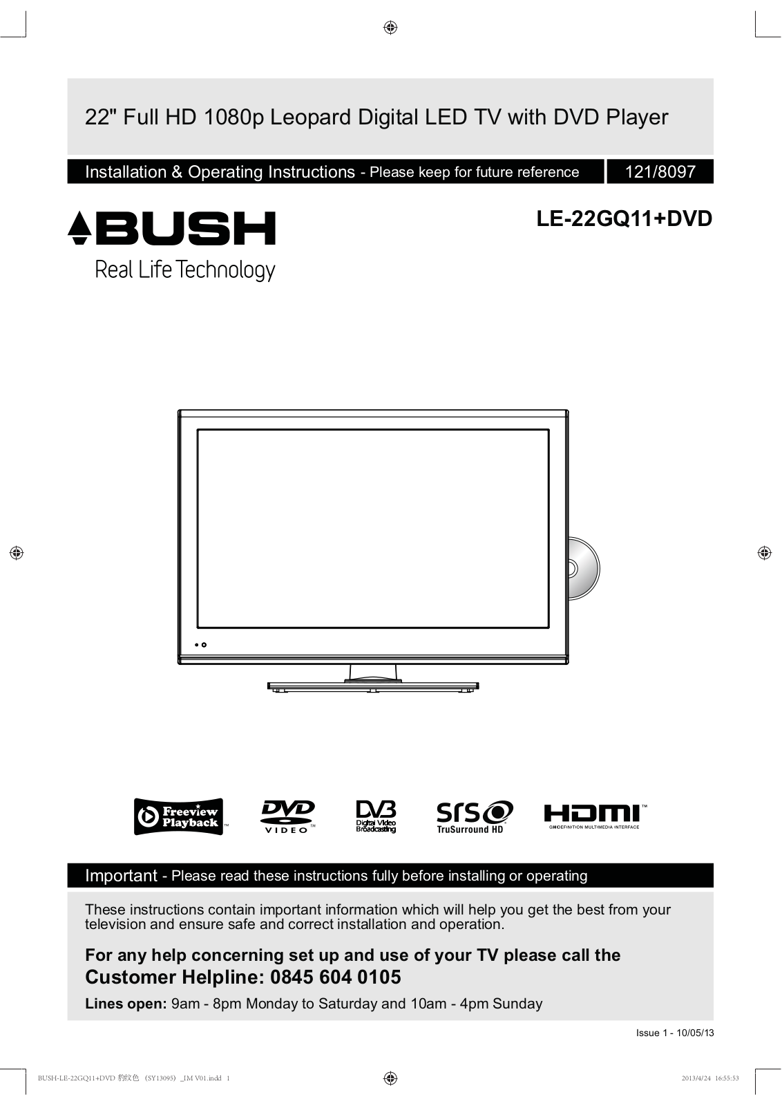 Bush LE-22GQ11-SL+DVD Instruction manual