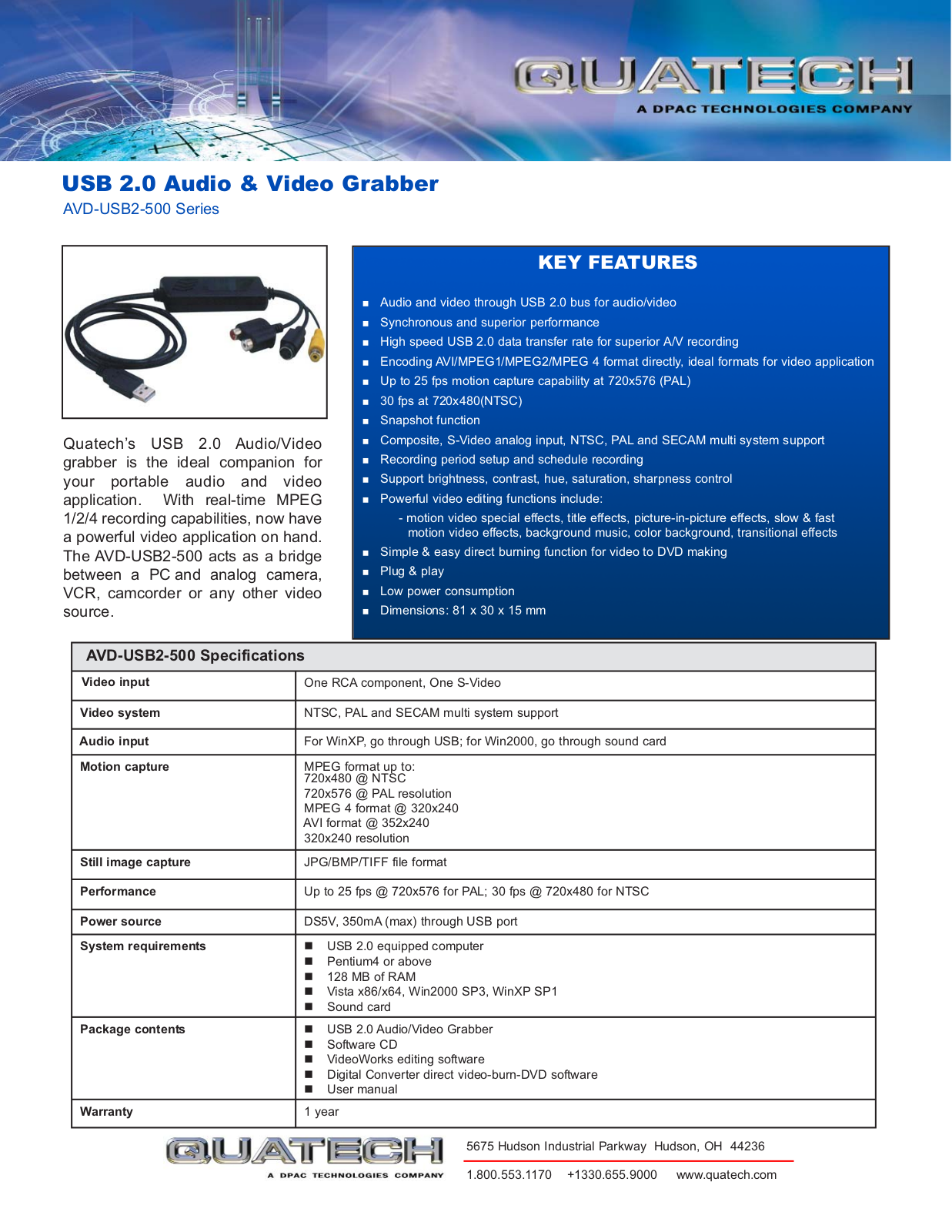 Quatech AVD-USB2-500 User Manual