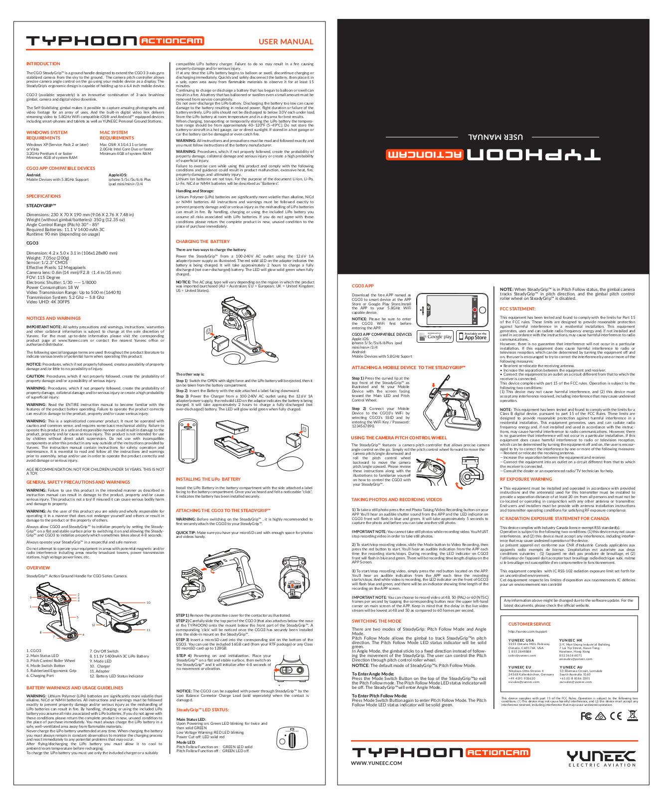 Yuneec TYPHOON ActionCam USER MANUAL