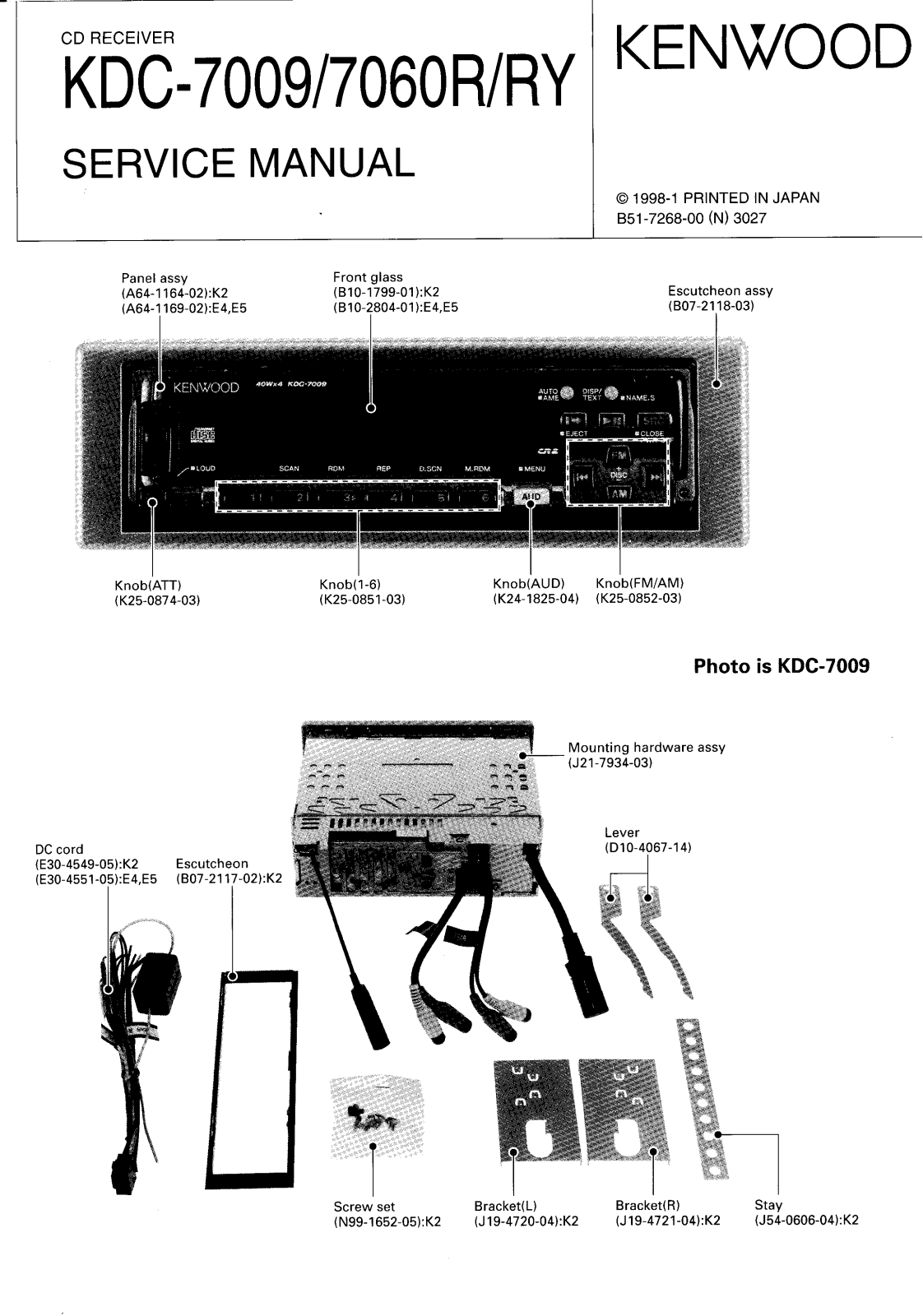 KENWOOD KDC-7009, KDC-7060R, KDC-7060RY Service Manual