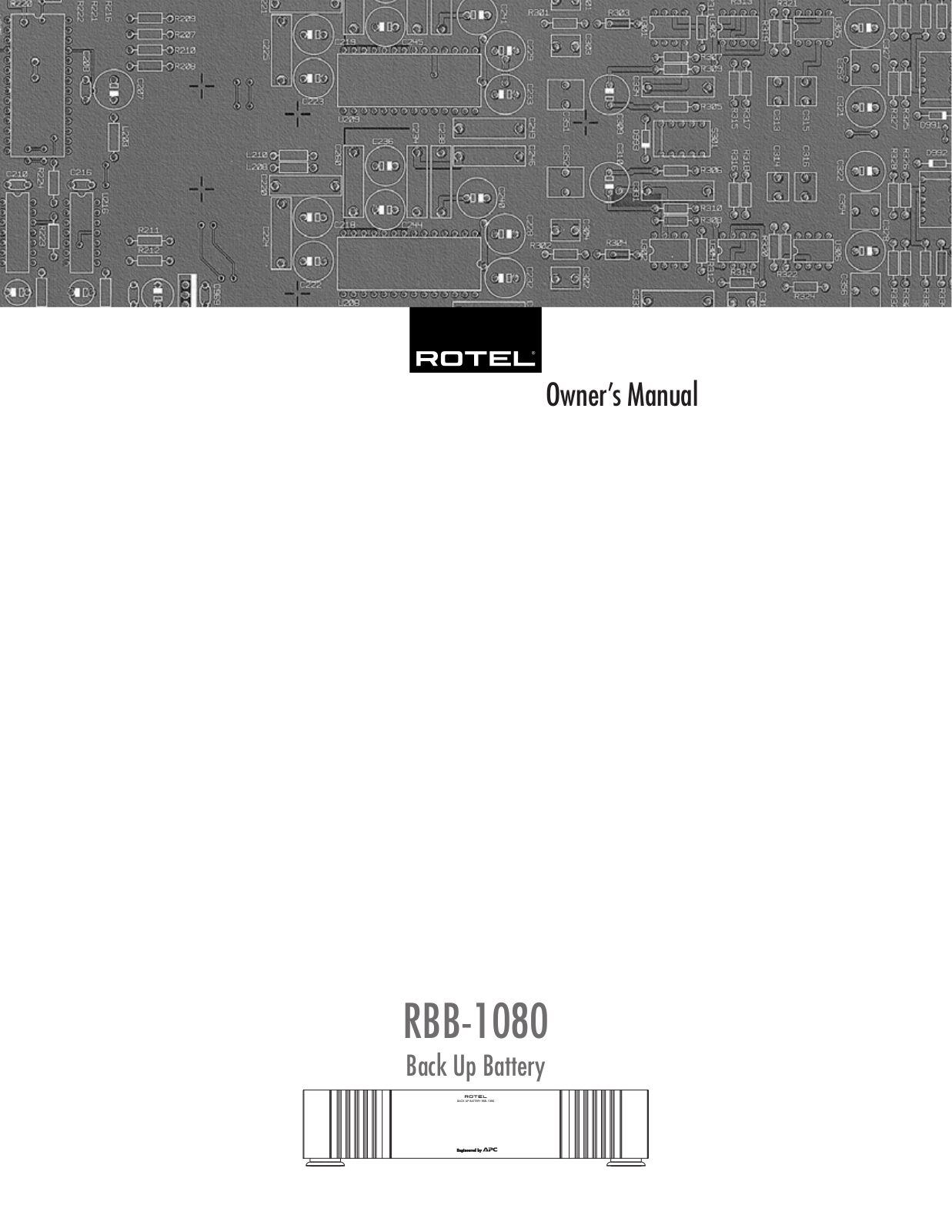 Rotel RBB-1080 Owners manual