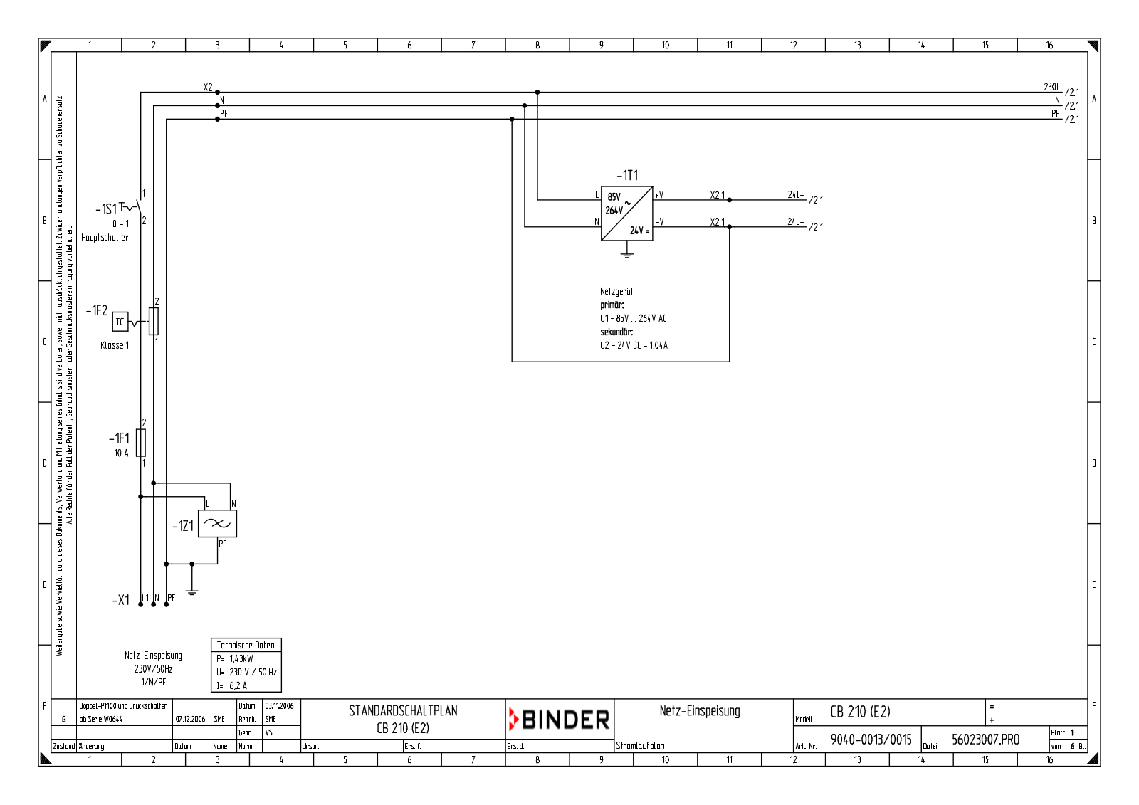 Binder CB210, 210 Circuit diagram